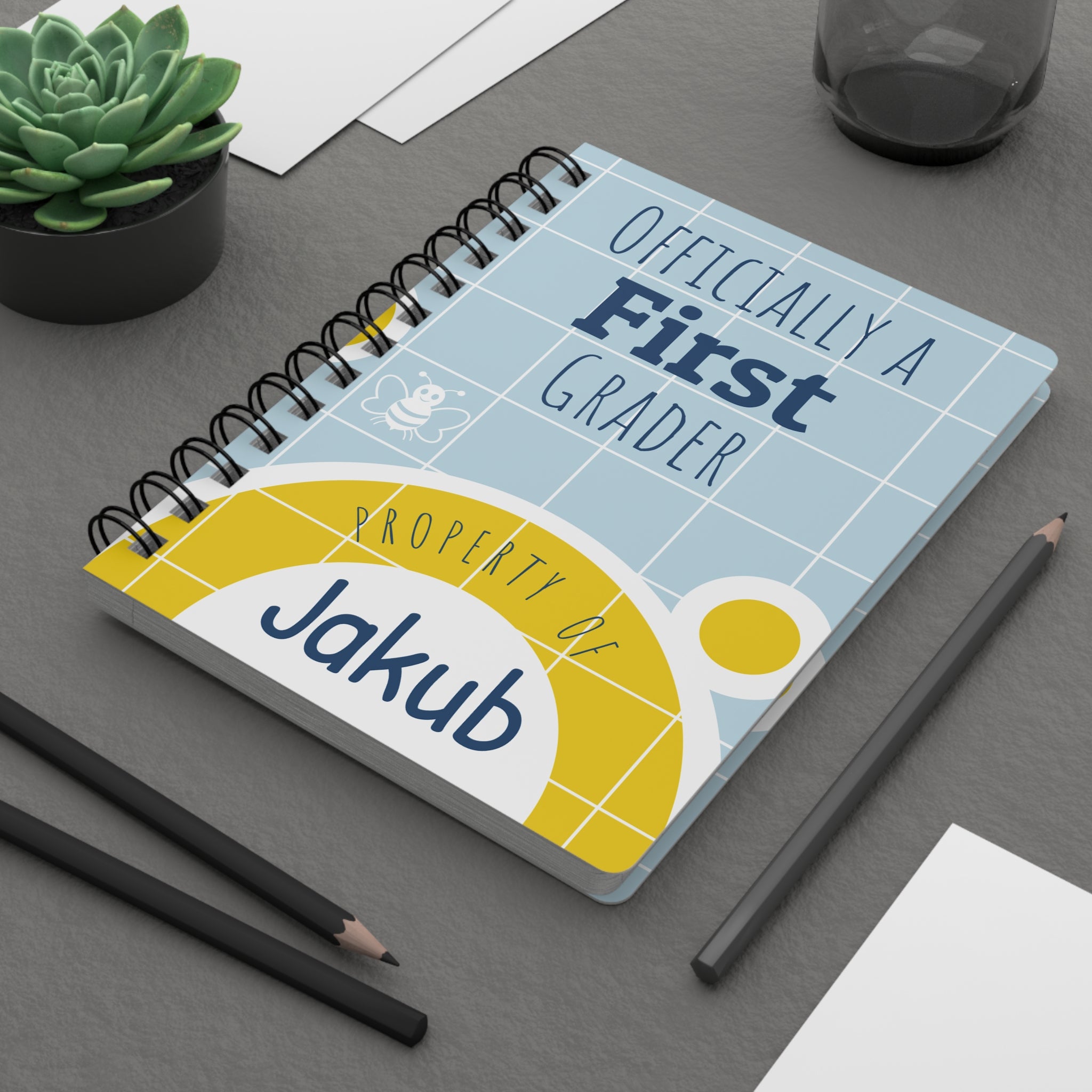 Personalized  Spiral Notebook — "Officially a [XX] Grader" School Journal (Blue)
