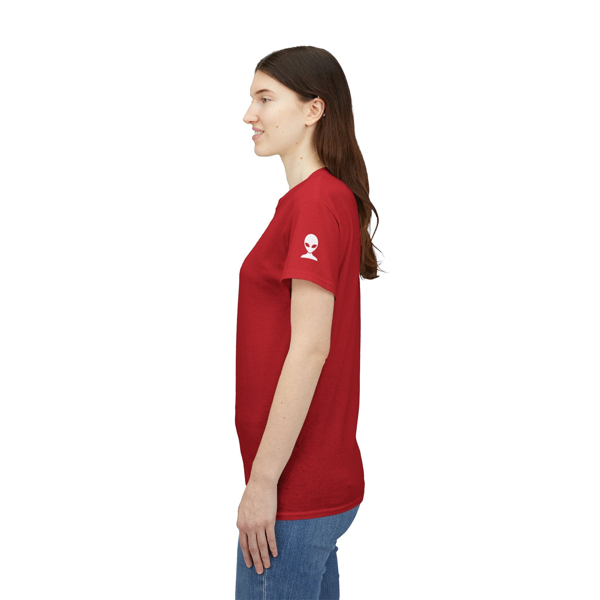 Alien Tee — Minimal "They Are Here" Vertical Graphic T-Shirt dark