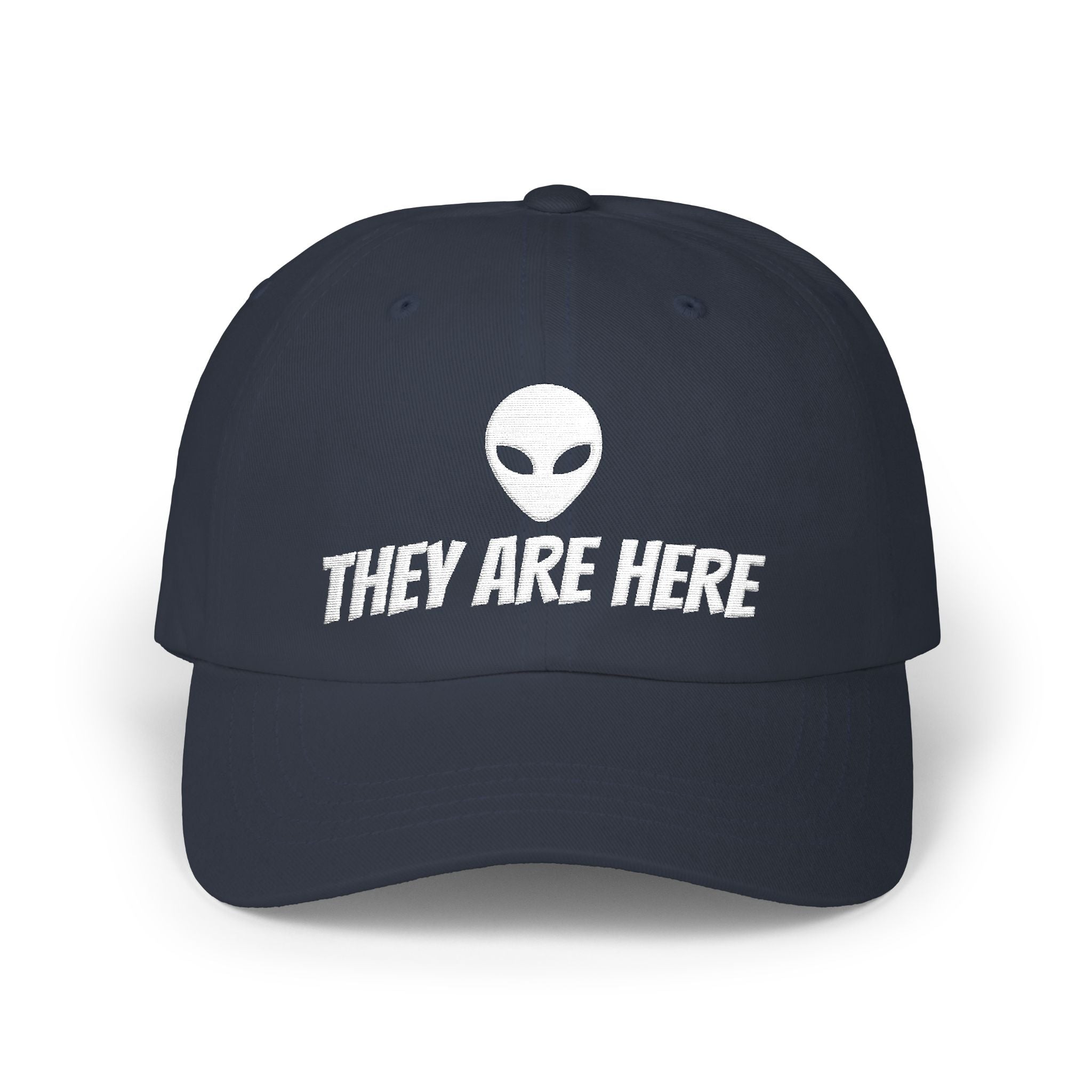 Alien "They Are Here" Dad Cap - Embroidered Baseball Hat dark