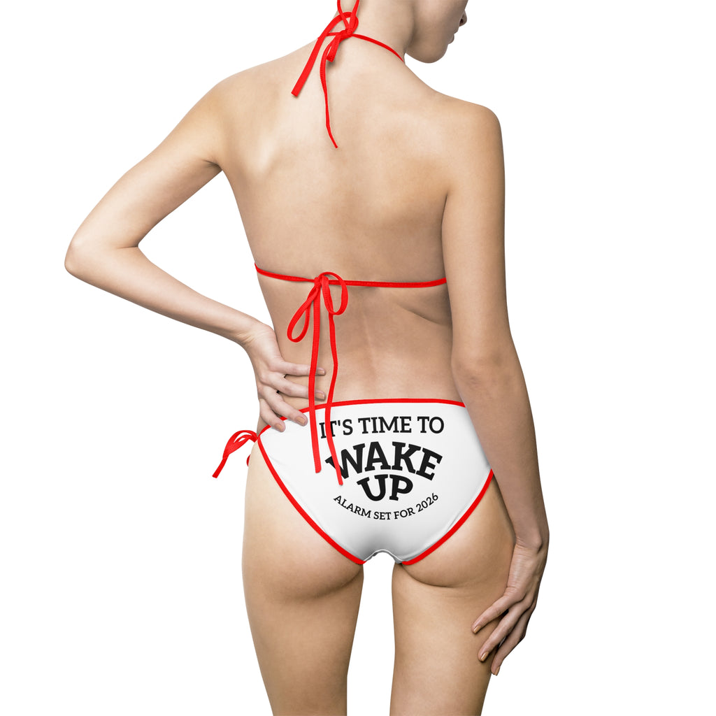 Wake Up Graphic Bikini — Alarm Set For 2026 Tie-Side Bikini Swimwear