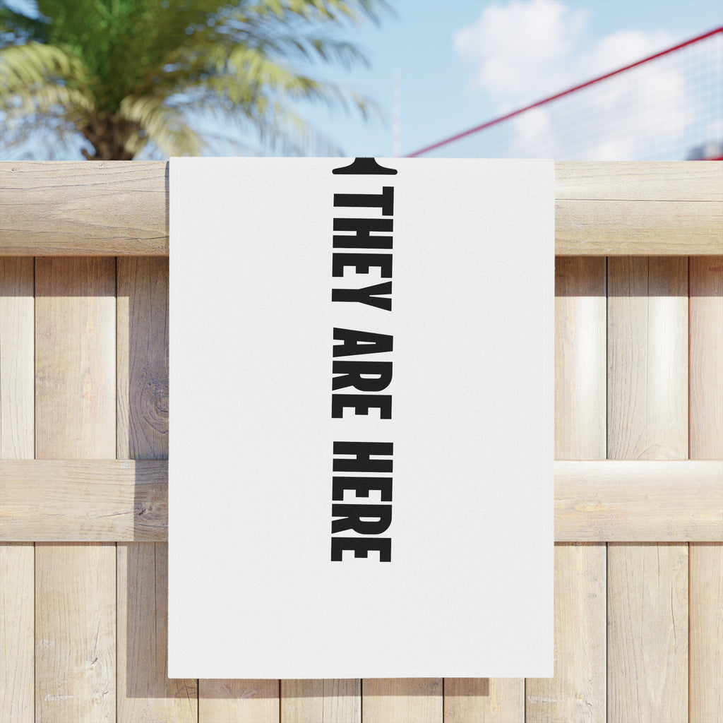 Alien Beach Towel — "They Are Here" Graphic Beach Towel