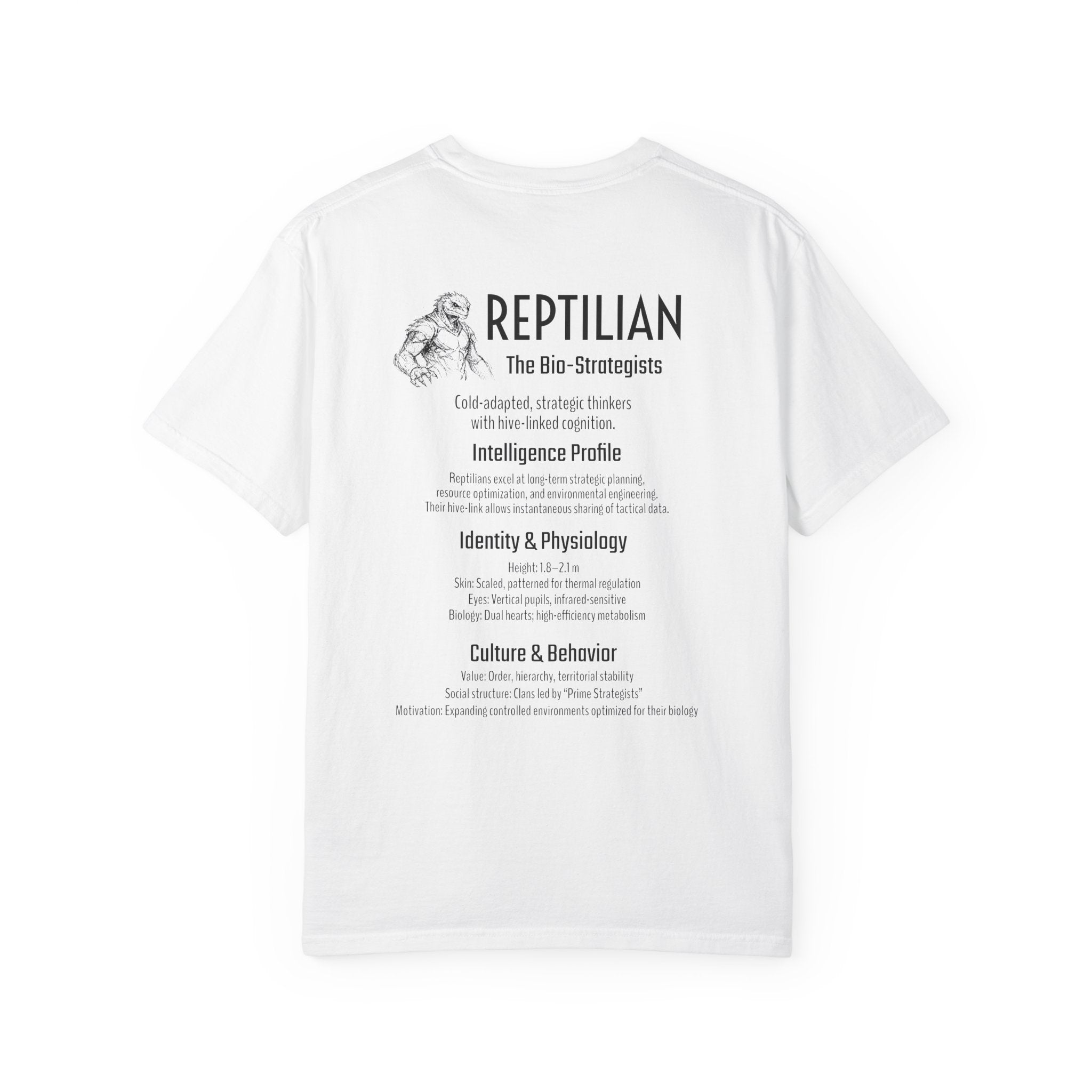 Alien Reptilian Graphic T-Shirt — "The Bio-Strategists" Illustrated Tee