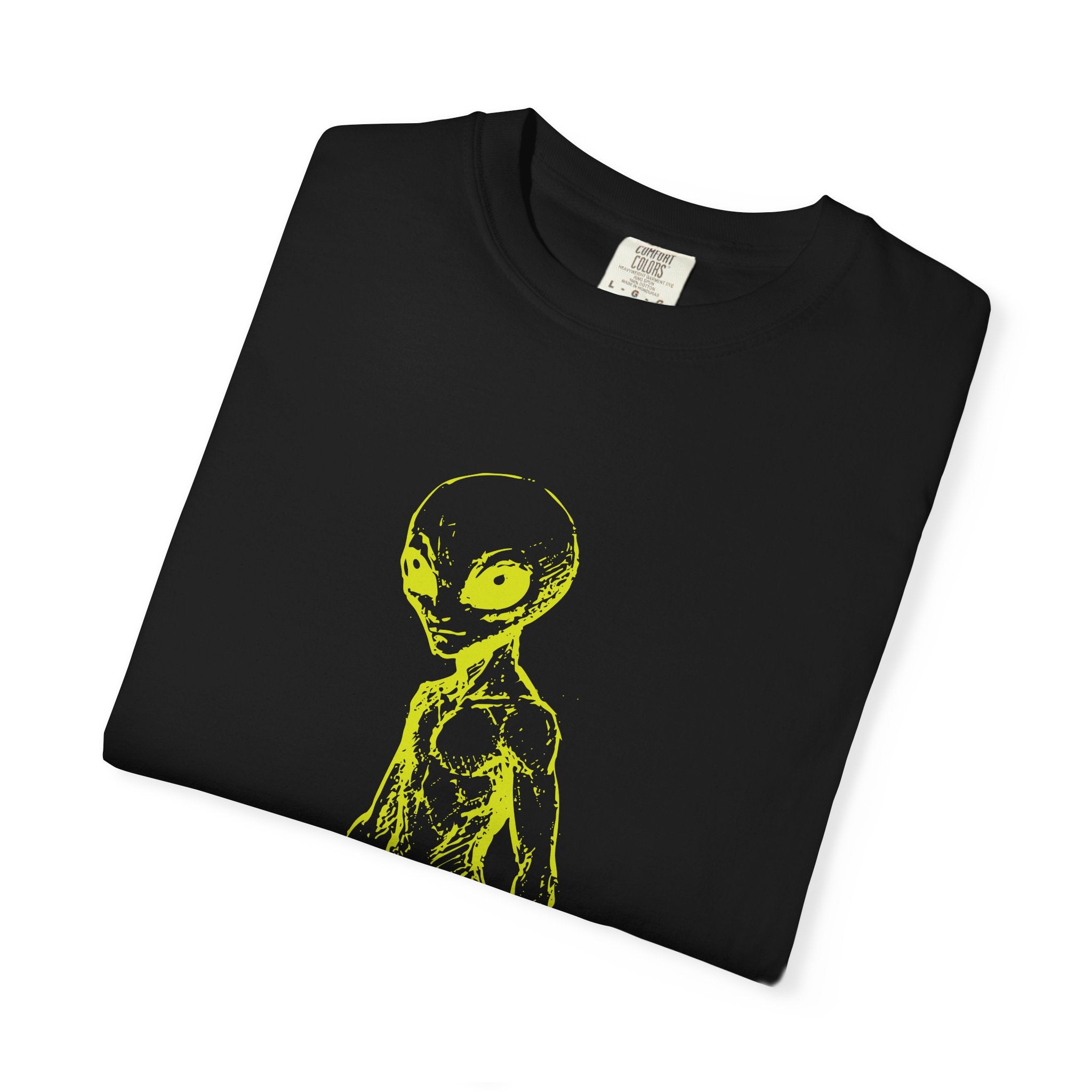 Alien Greys Graphic T-Shirt — "The Quiet Pattern Readers" Illustrated dark Tee