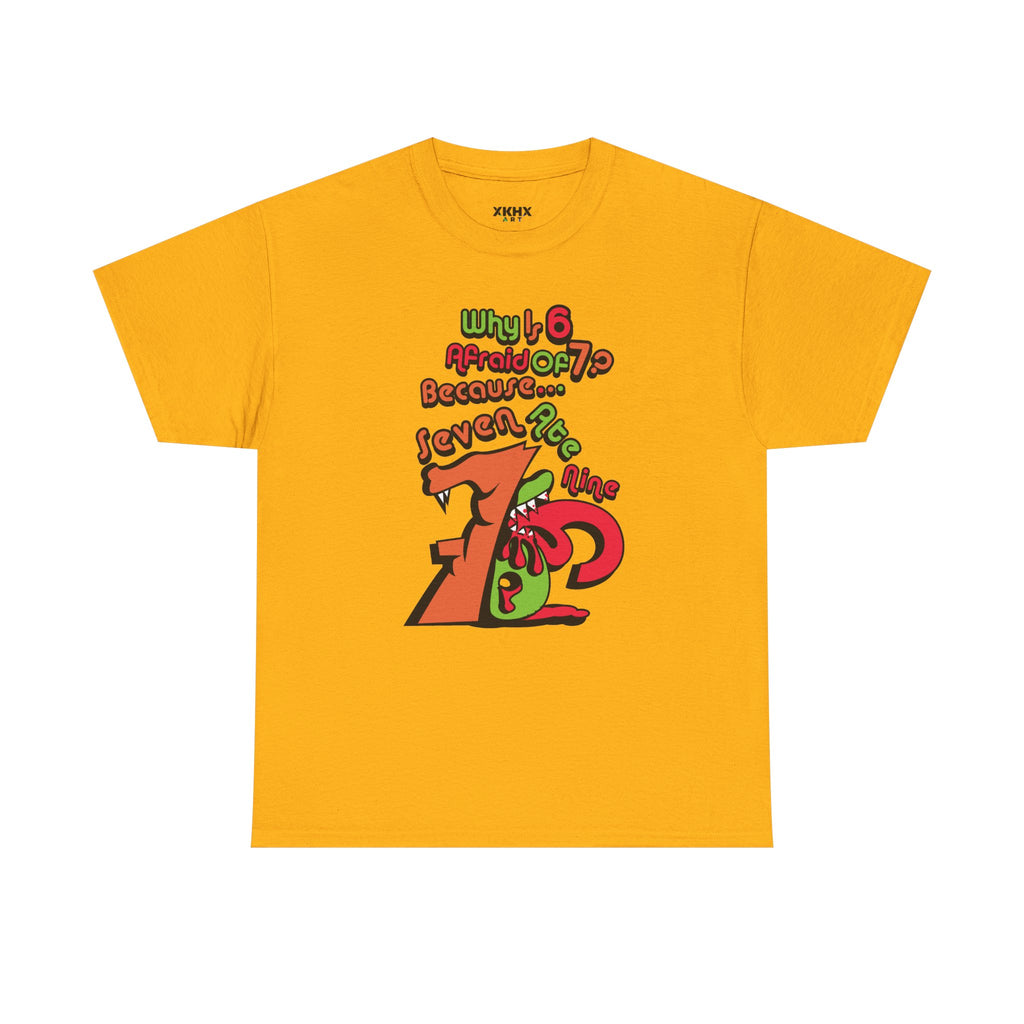Why is 6 Afraid of 7? "Because 7 Ate 9" Funny Numbers Tee