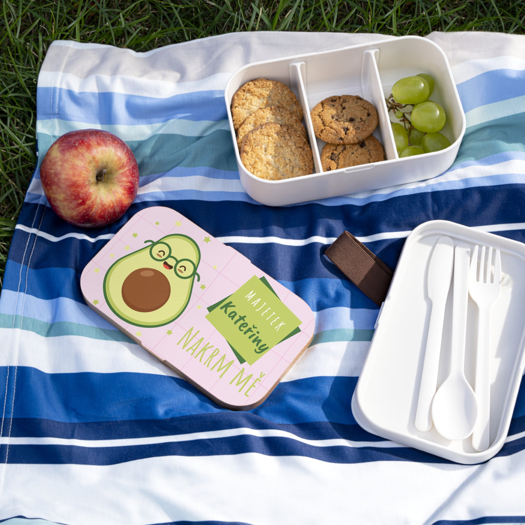 Personalized Avocado Bento Lunch Box – "Nakrm mě" Cute Kawaii Kid’s Lunchbox