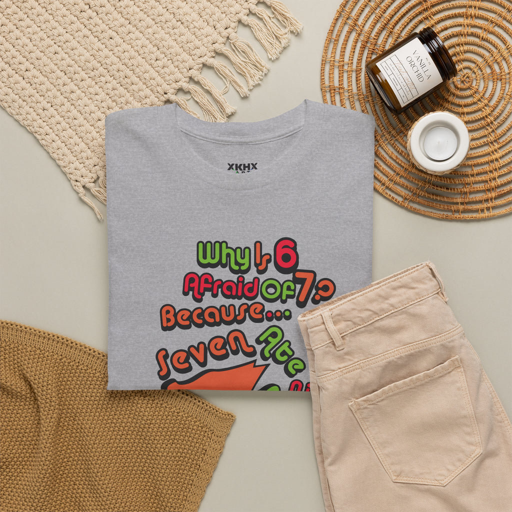 Why is 6 Afraid of 7? "Because 7 Ate 9" Funny Numbers Tee