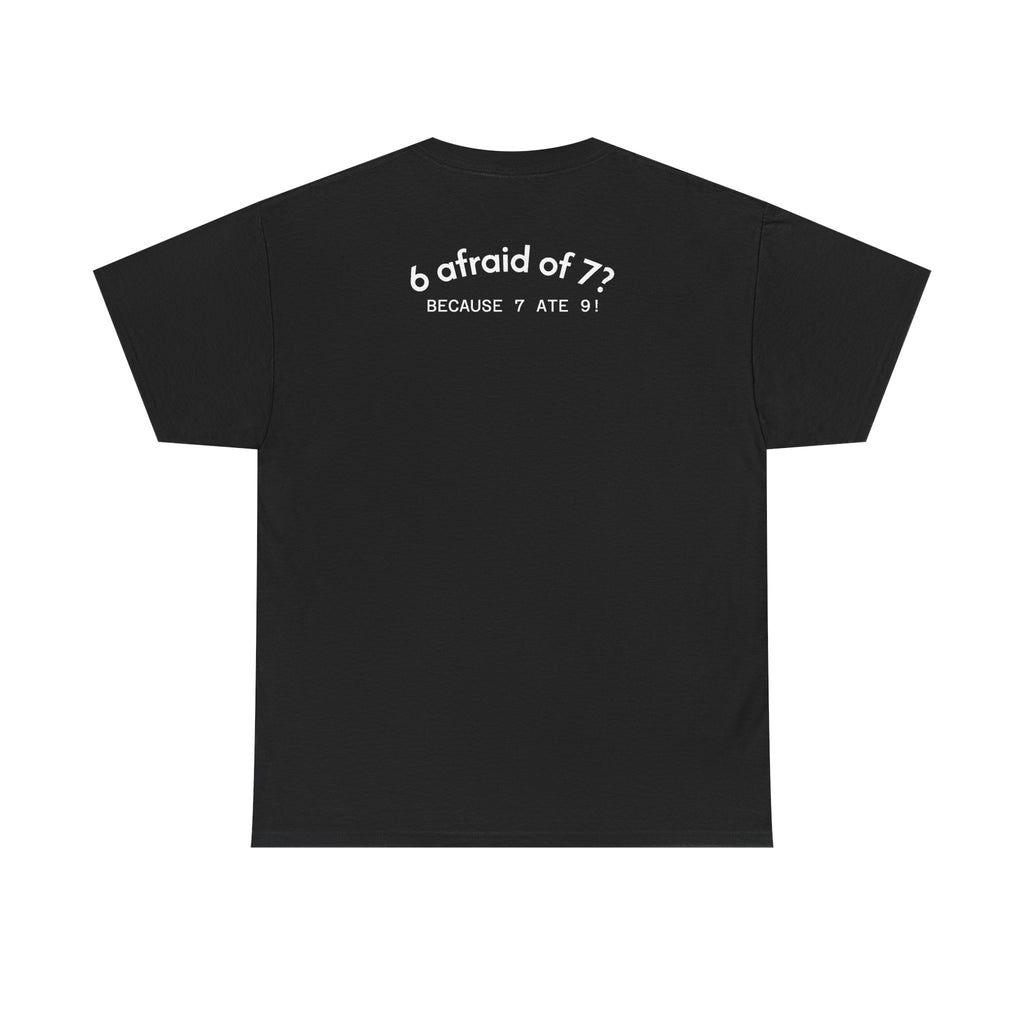 Why is 6 Afraid of 7? "Because 7 Ate 9" Funny Numbers Tee