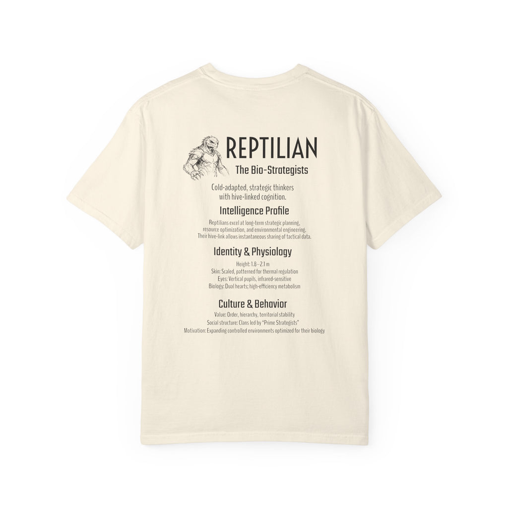 Alien Reptilian Graphic T-Shirt — "The Bio-Strategists" Illustrated Tee