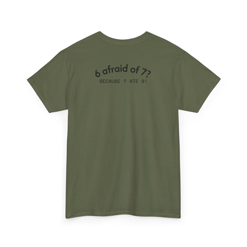Why is 6 Afraid of 7? "Because 7 Ate 9" Funny Numbers Tee