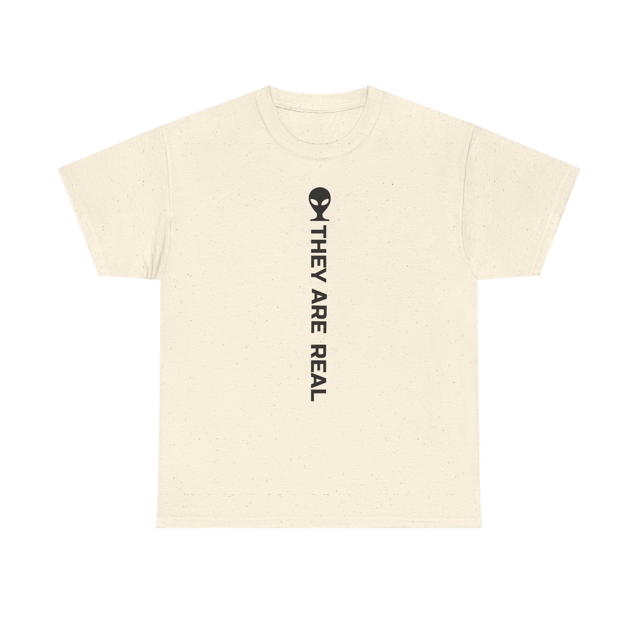 Alien Tee — Minimal "They Are Real" Vertical Graphic T-Shirt