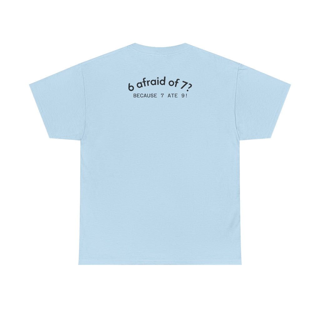 Why is 6 Afraid of 7? "Because 7 Ate 9" Funny Numbers Tee
