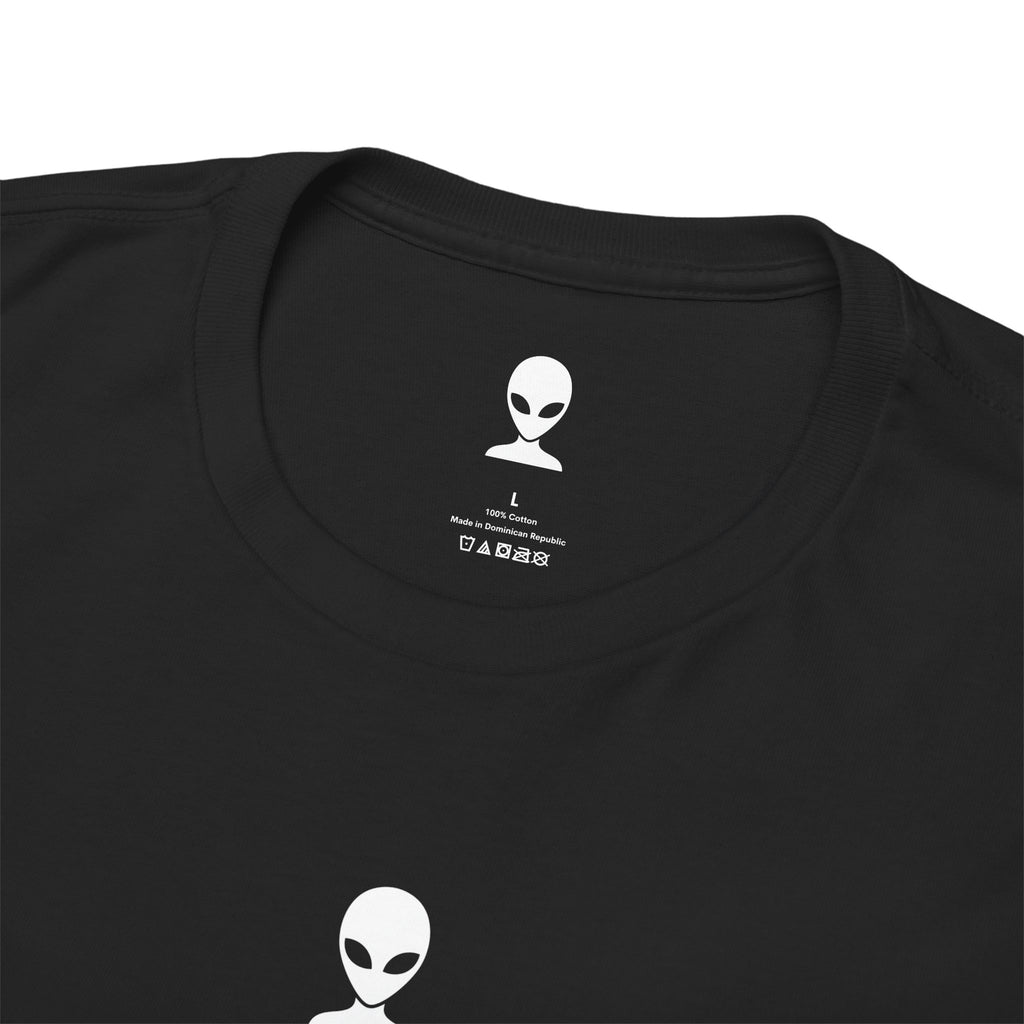Alien Tee — Minimal "They Are Here" Vertical Graphic T-Shirt dark