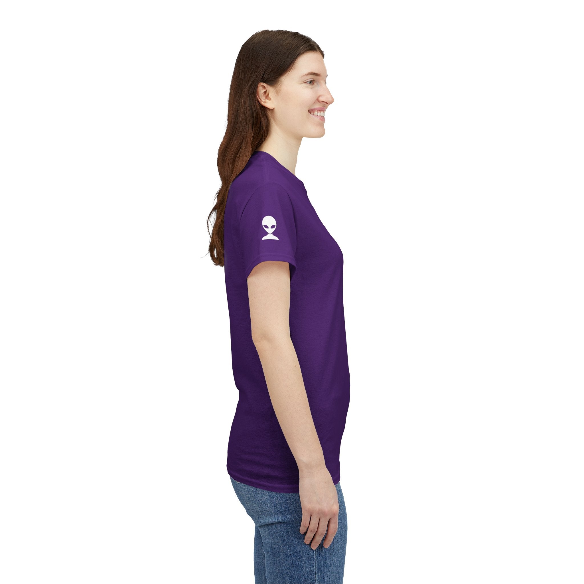 Alien Tee — Minimal "They Are Here" Vertical Graphic T-Shirt dark