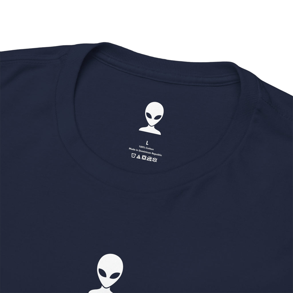 Alien Tee — Minimal "They Are Here" Vertical Graphic T-Shirt dark