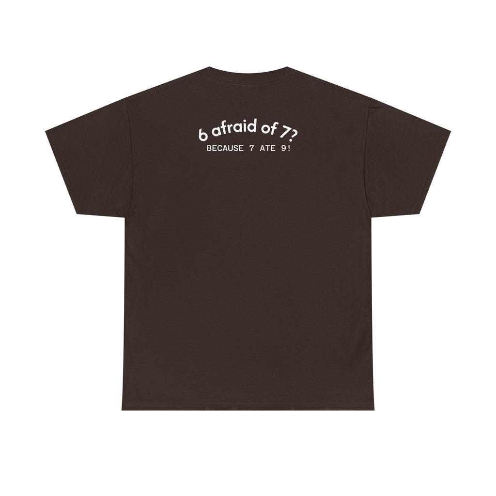 Why is 6 Afraid of 7? "Because 7 Ate 9" Funny Numbers Tee