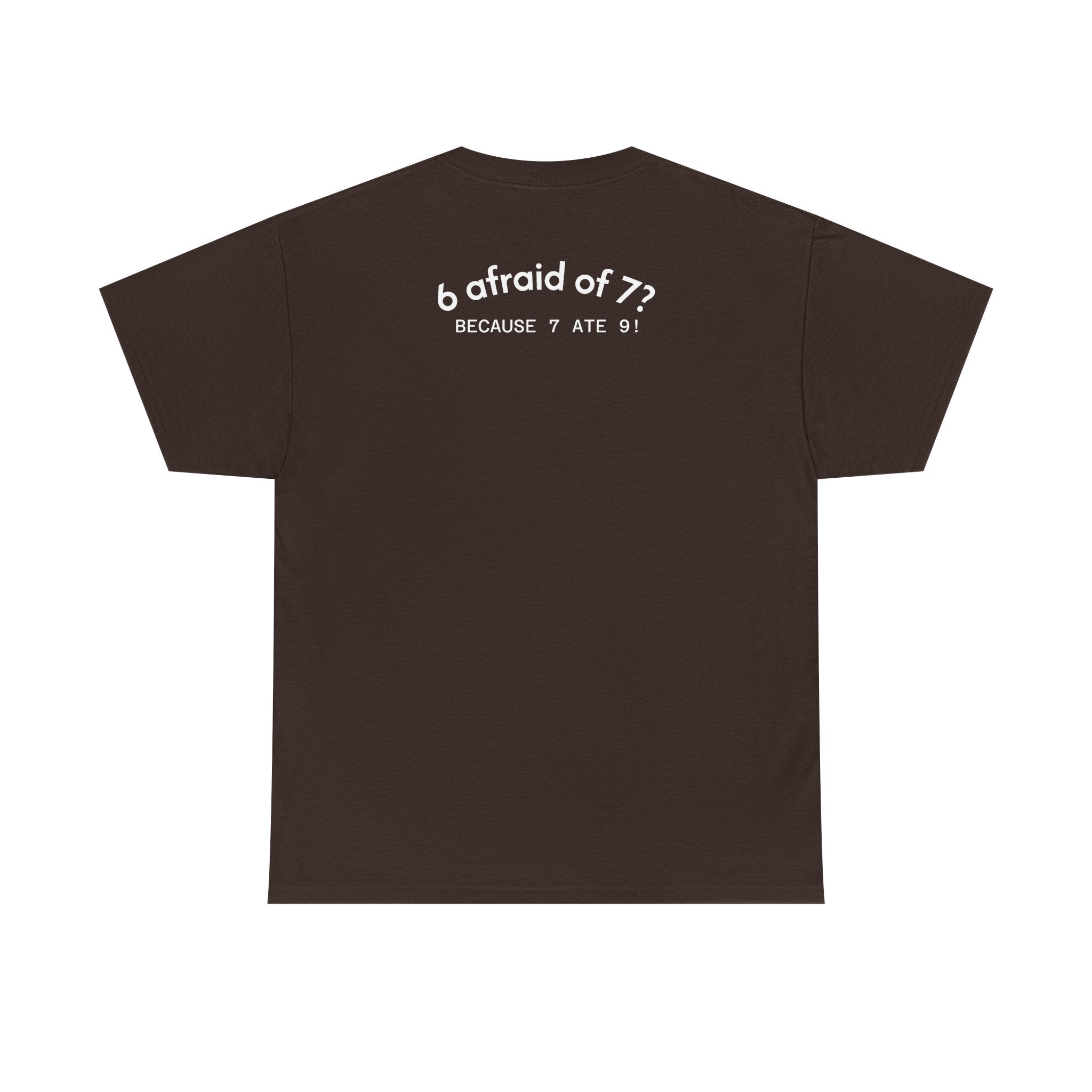 Why is 6 Afraid of 7? "Because 7 Ate 9" Funny Numbers Tee