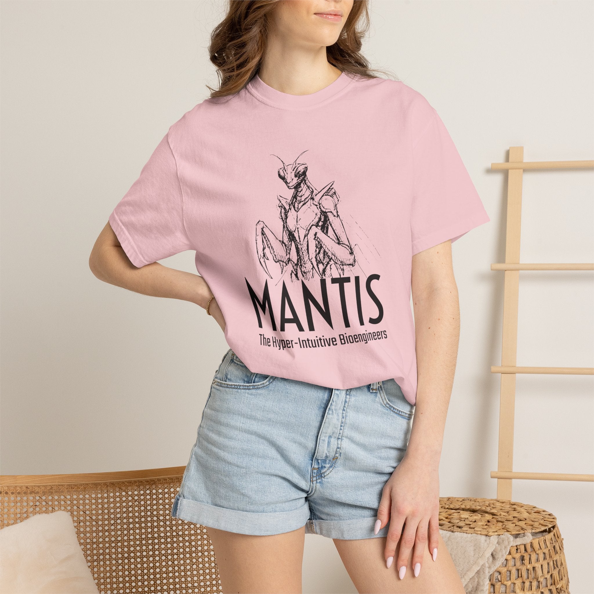 Alien Mantis Graphic T-Shirt — "The Hyper-Intuitive Bioengineers" Illustrated Tee