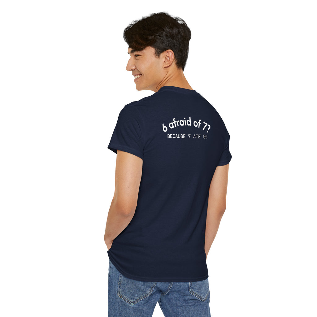 Why is 6 Afraid of 7? "Because 7 Ate 9" Funny Numbers Tee