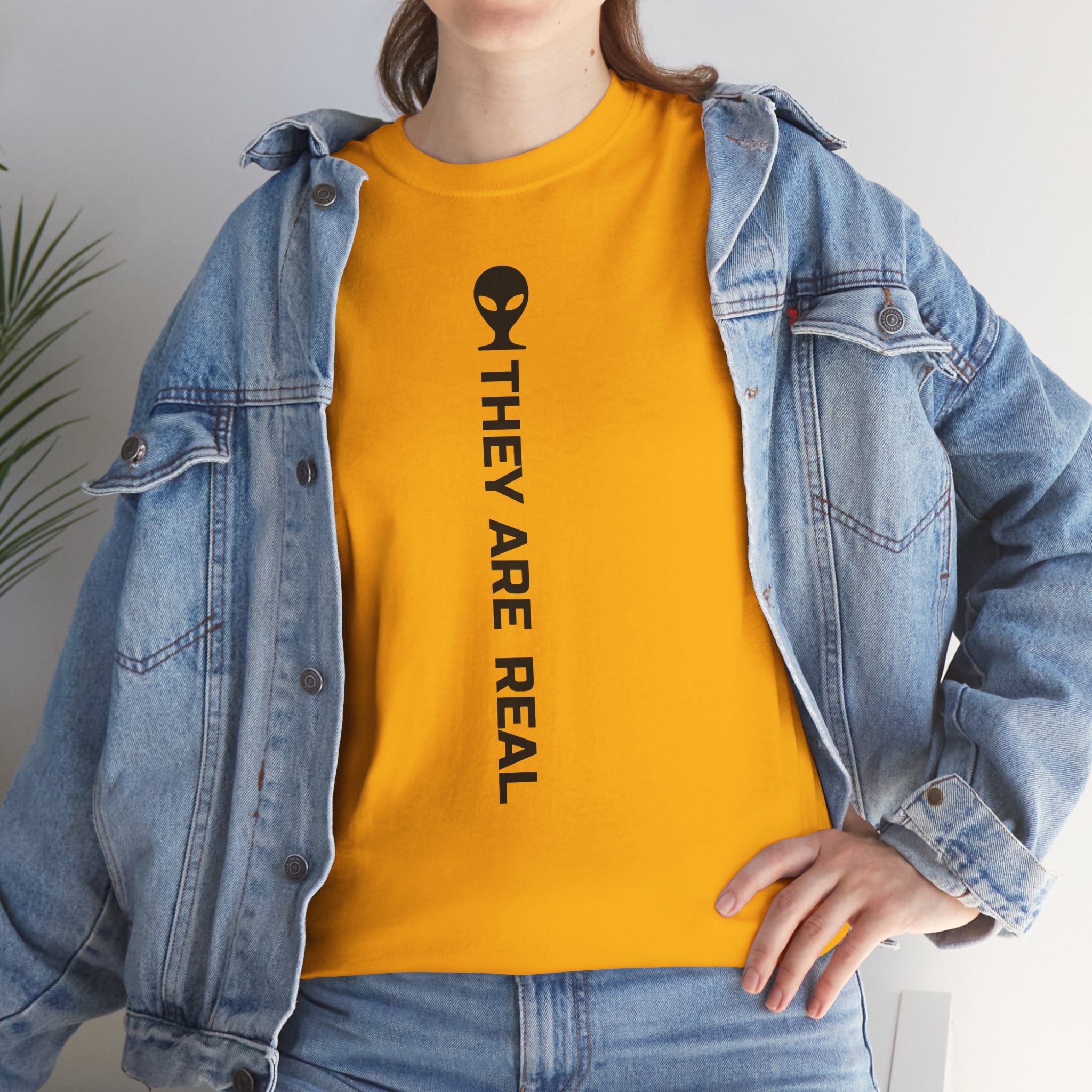 Alien Tee — Minimal "They Are Real" Vertical Graphic T-Shirt