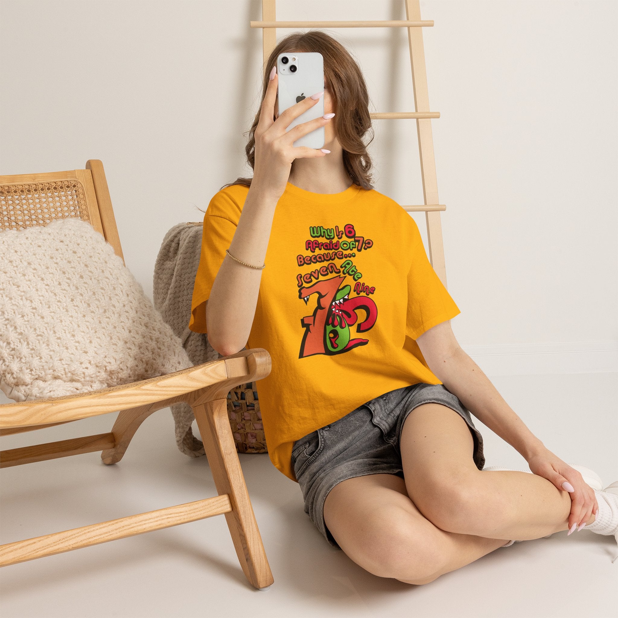 Why is 6 Afraid of 7? "Because 7 Ate 9" Funny Numbers Tee