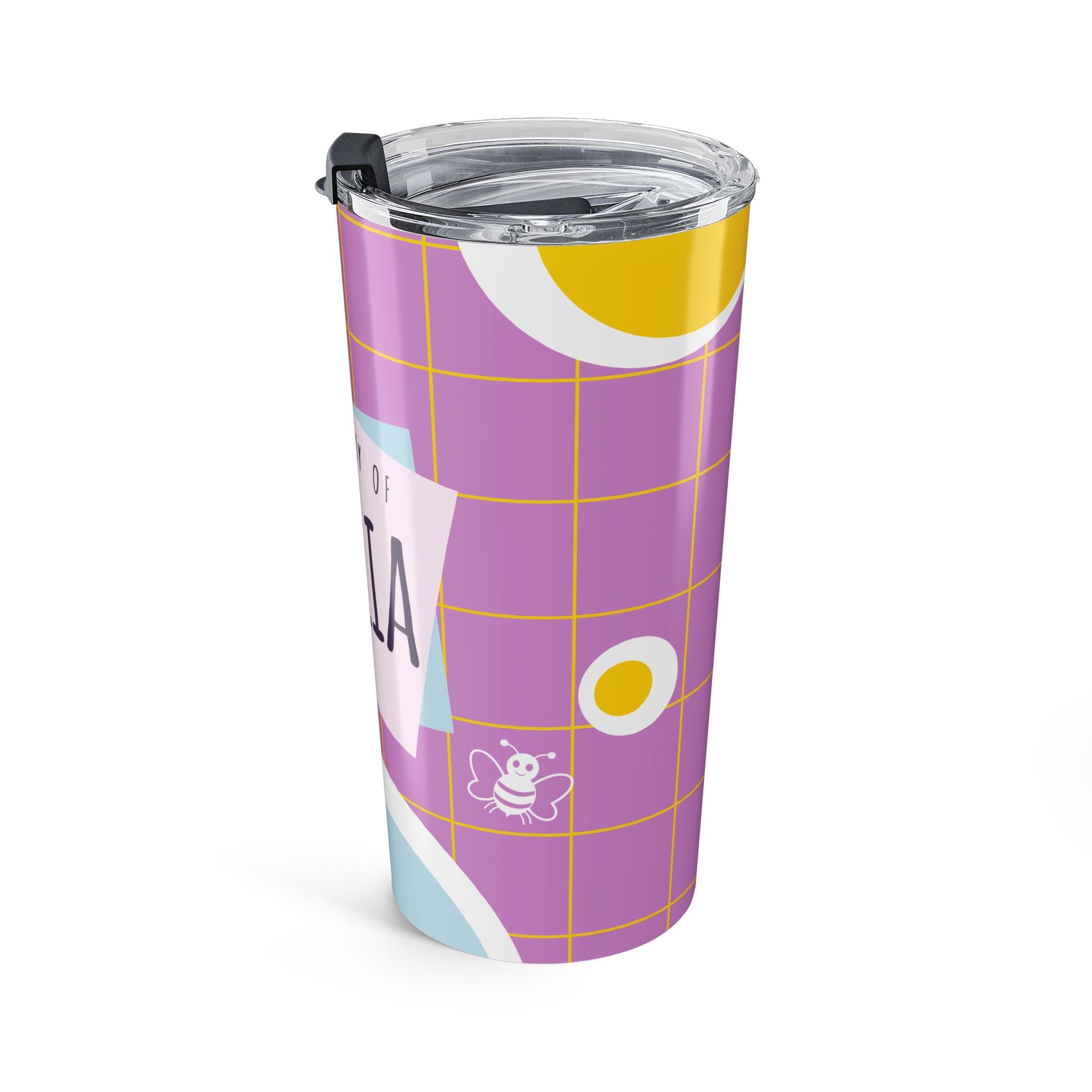 Personalized 'Property of [Name]' 20oz Tumbler — Retro Grid Back-to-School Travel Cup