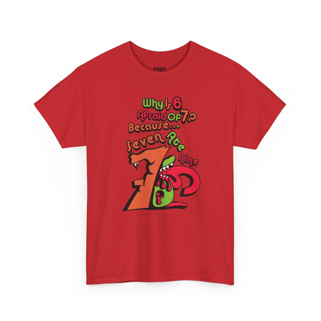 Why is 6 Afraid of 7? "Because 7 Ate 9" Funny Numbers Tee