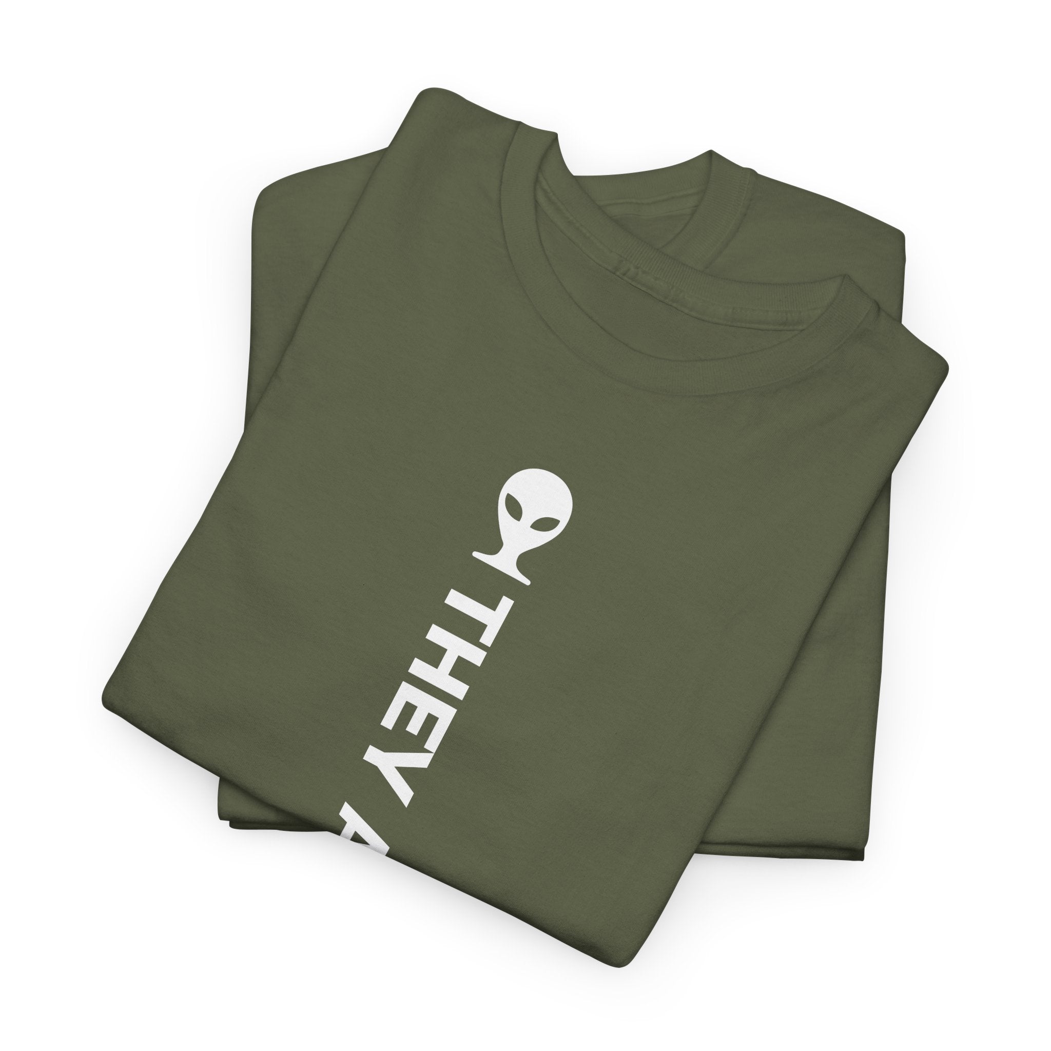 Alien Tee — Minimal "They Are Real" Vertical Graphic T-Shirt dark