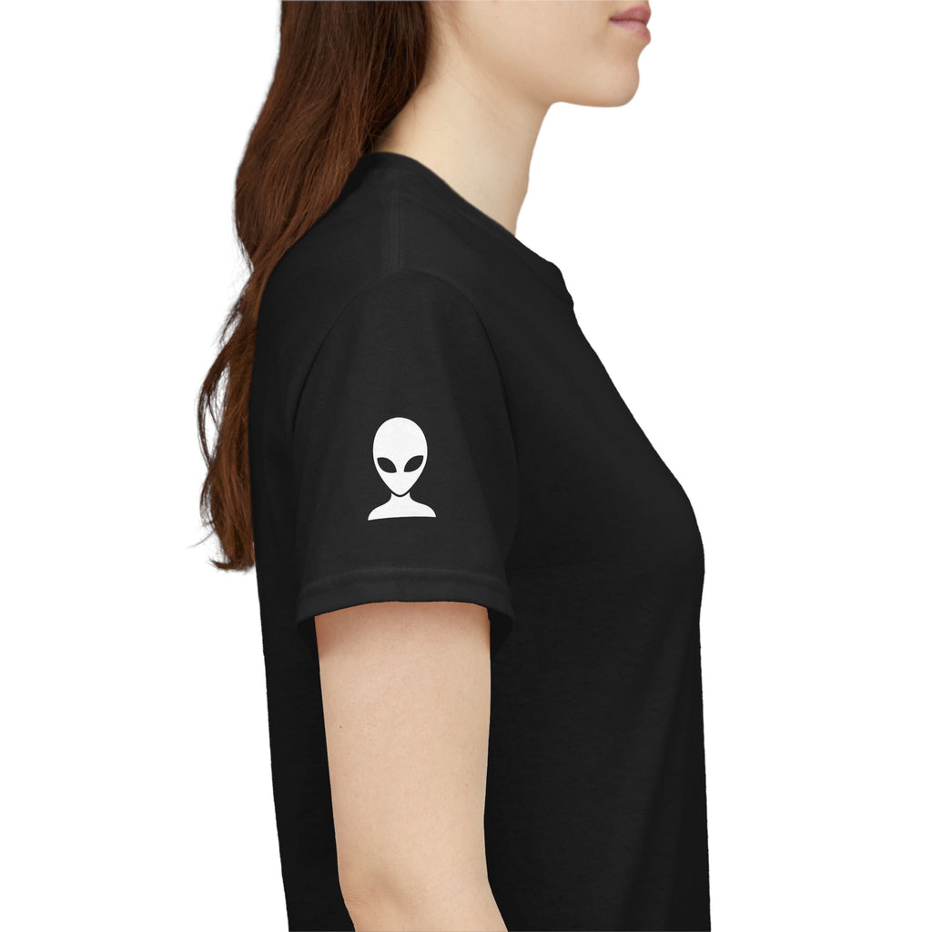 Alien Tee — Minimal "They Are Here" Vertical Graphic T-Shirt dark