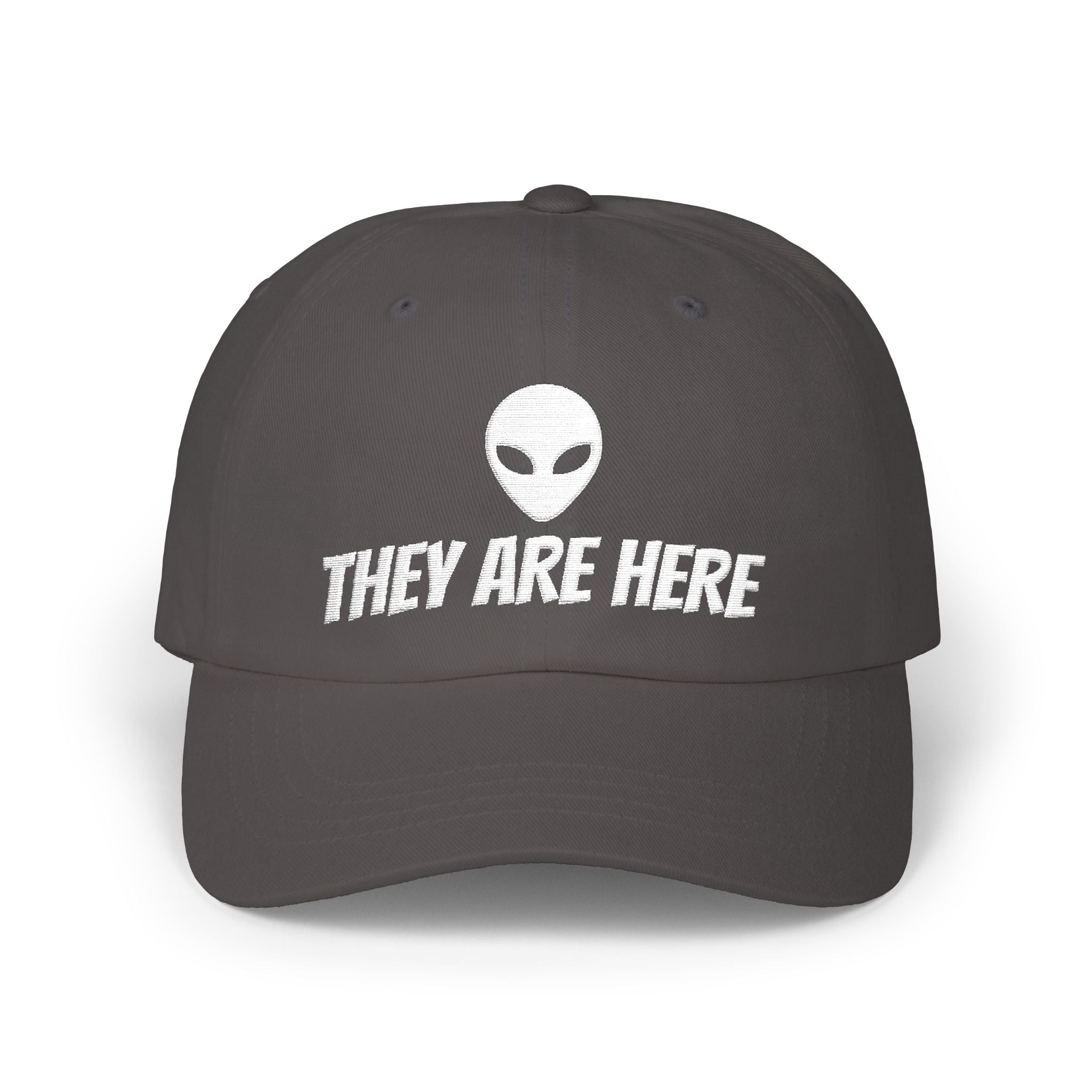 Alien "They Are Here" Dad Cap - Embroidered Baseball Hat dark