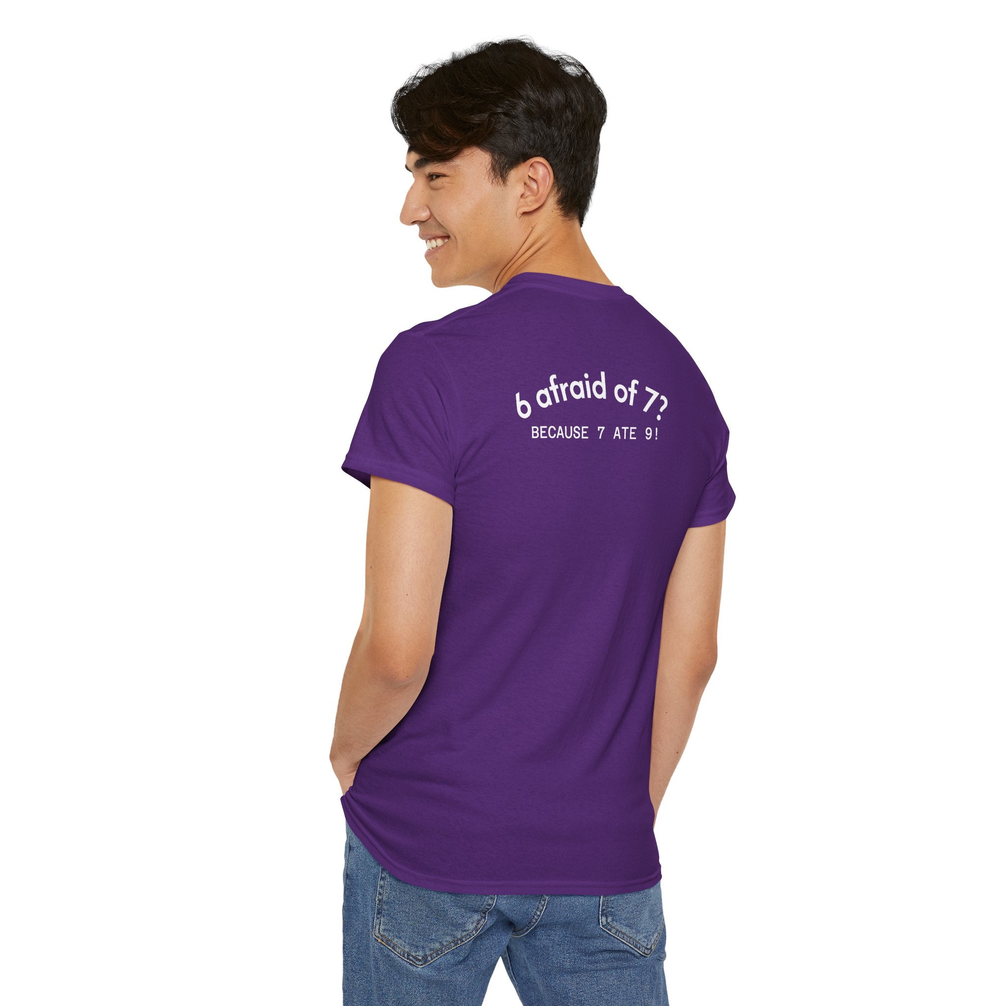 Why is 6 Afraid of 7? "Because 7 Ate 9" Funny Numbers Tee