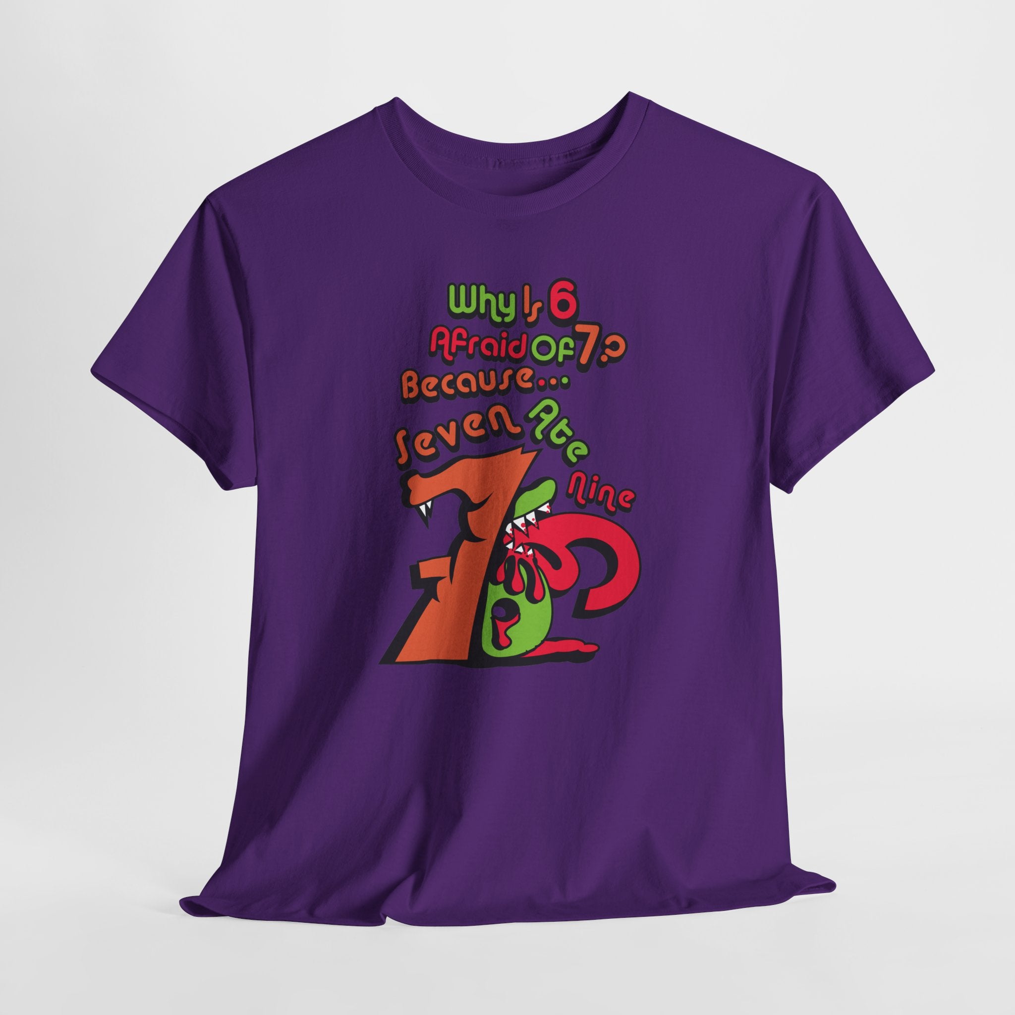 Why is 6 Afraid of 7? "Because 7 Ate 9" Funny Numbers Tee
