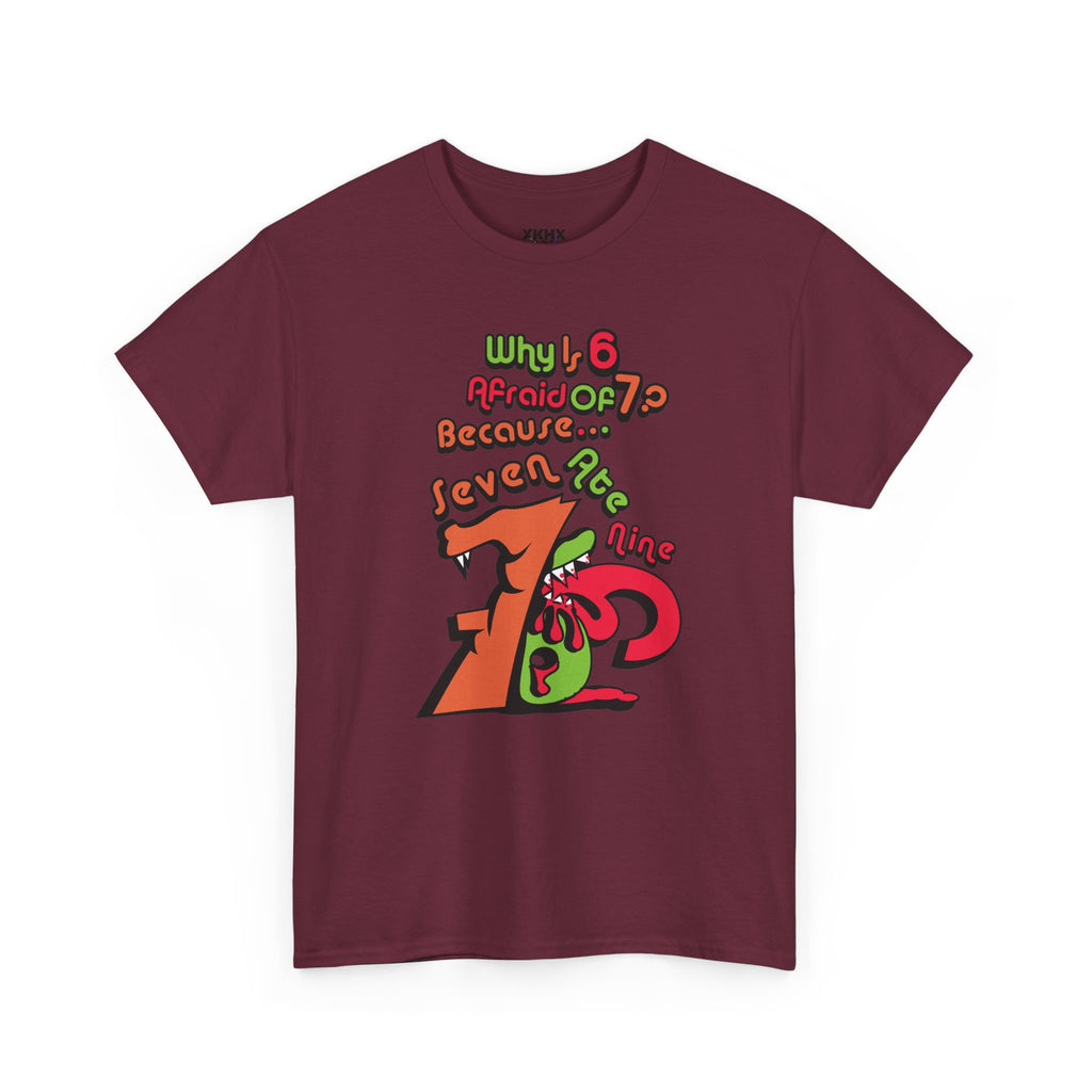 Why is 6 Afraid of 7? "Because 7 Ate 9" Funny Numbers Tee
