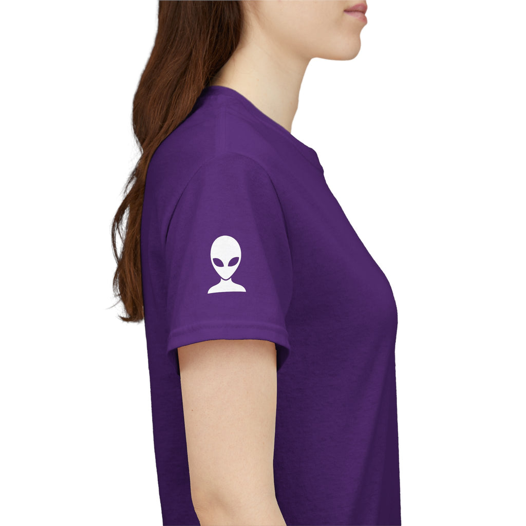 Alien Tee — Minimal "They Are Here" Vertical Graphic T-Shirt dark