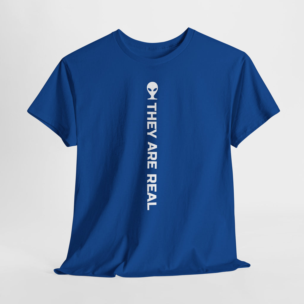Alien Tee — Minimal "They Are Real" Vertical Graphic T-Shirt dark