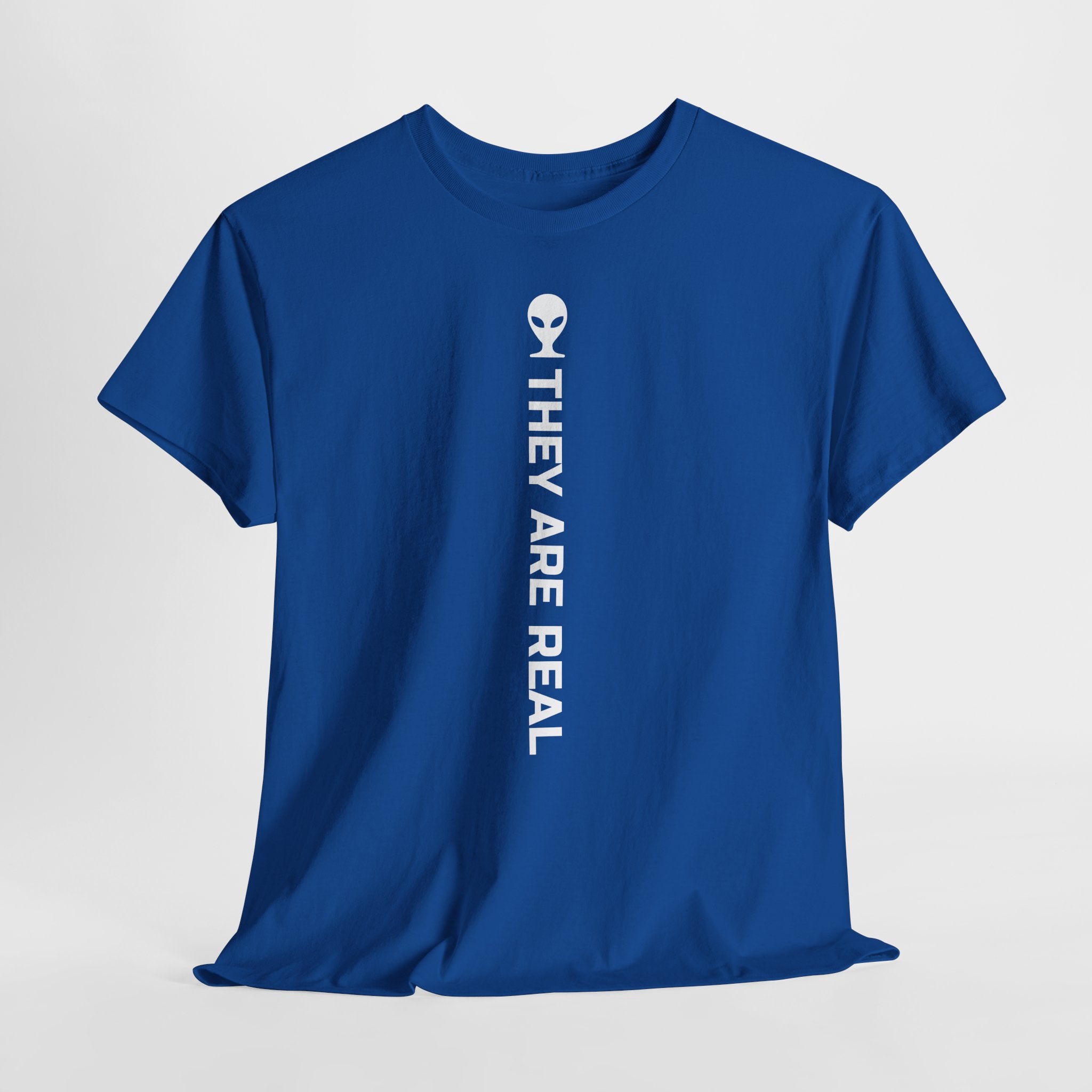 Alien Tee — Minimal "They Are Real" Vertical Graphic T-Shirt dark