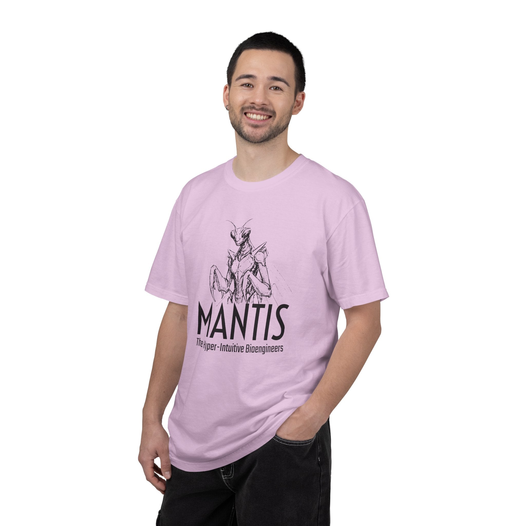 Alien Mantis Graphic T-Shirt — "The Hyper-Intuitive Bioengineers" Illustrated Tee