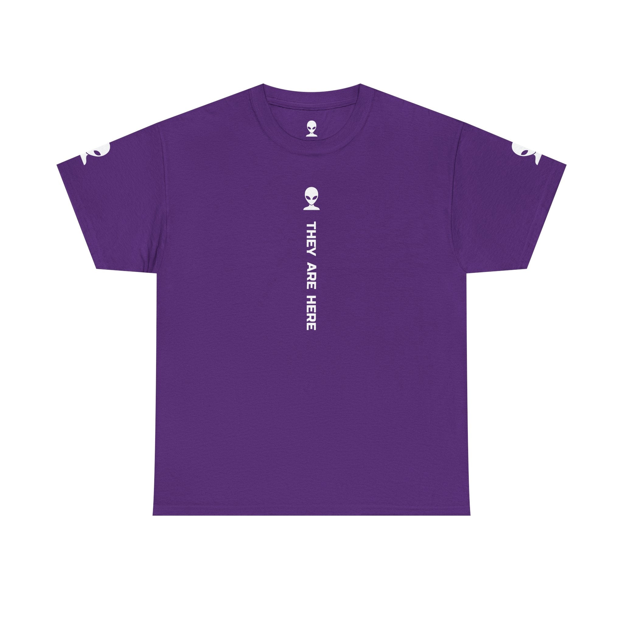 Alien Tee — Minimal "They Are Here" Vertical Graphic T-Shirt dark