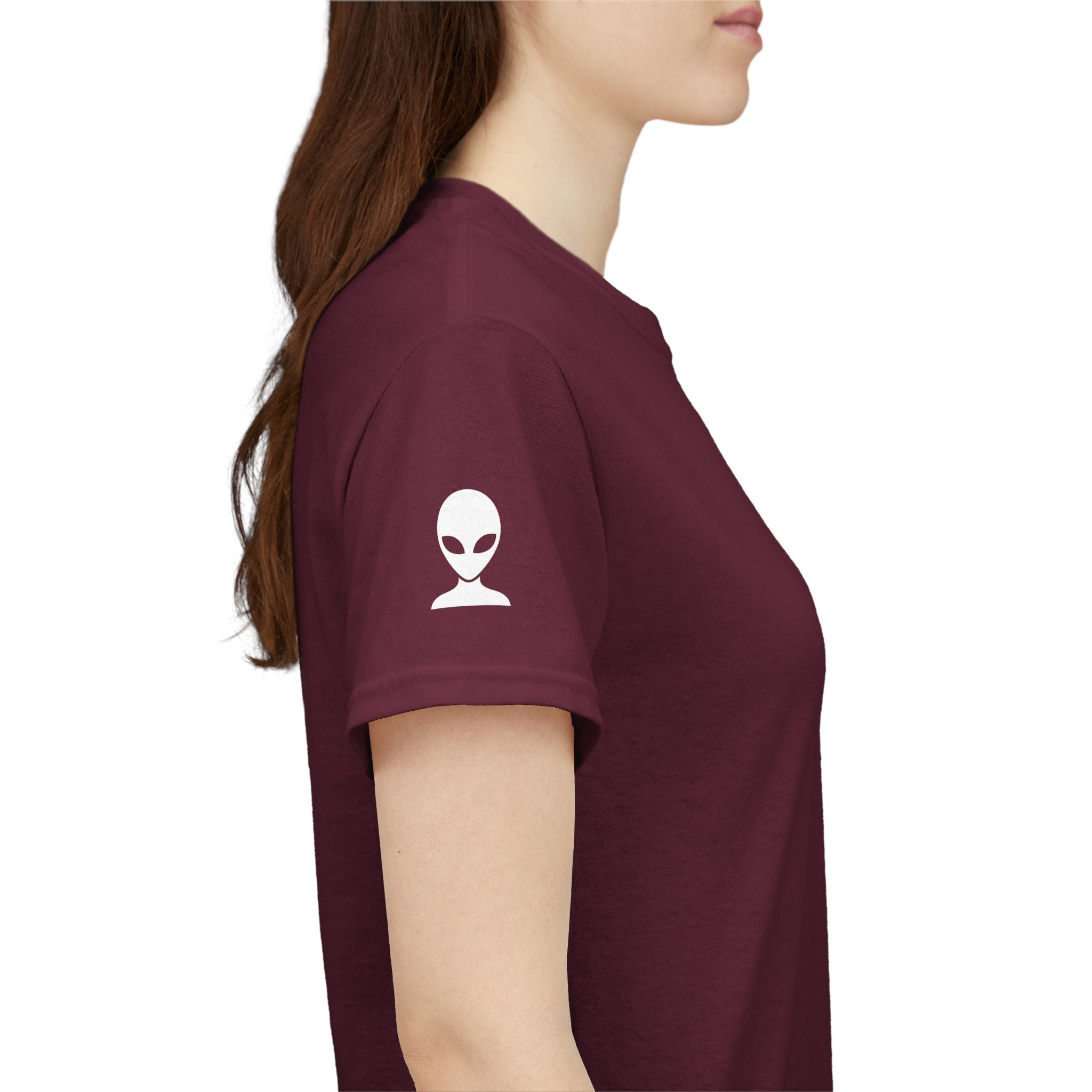 Alien Tee — Minimal "They Are Here" Vertical Graphic T-Shirt dark