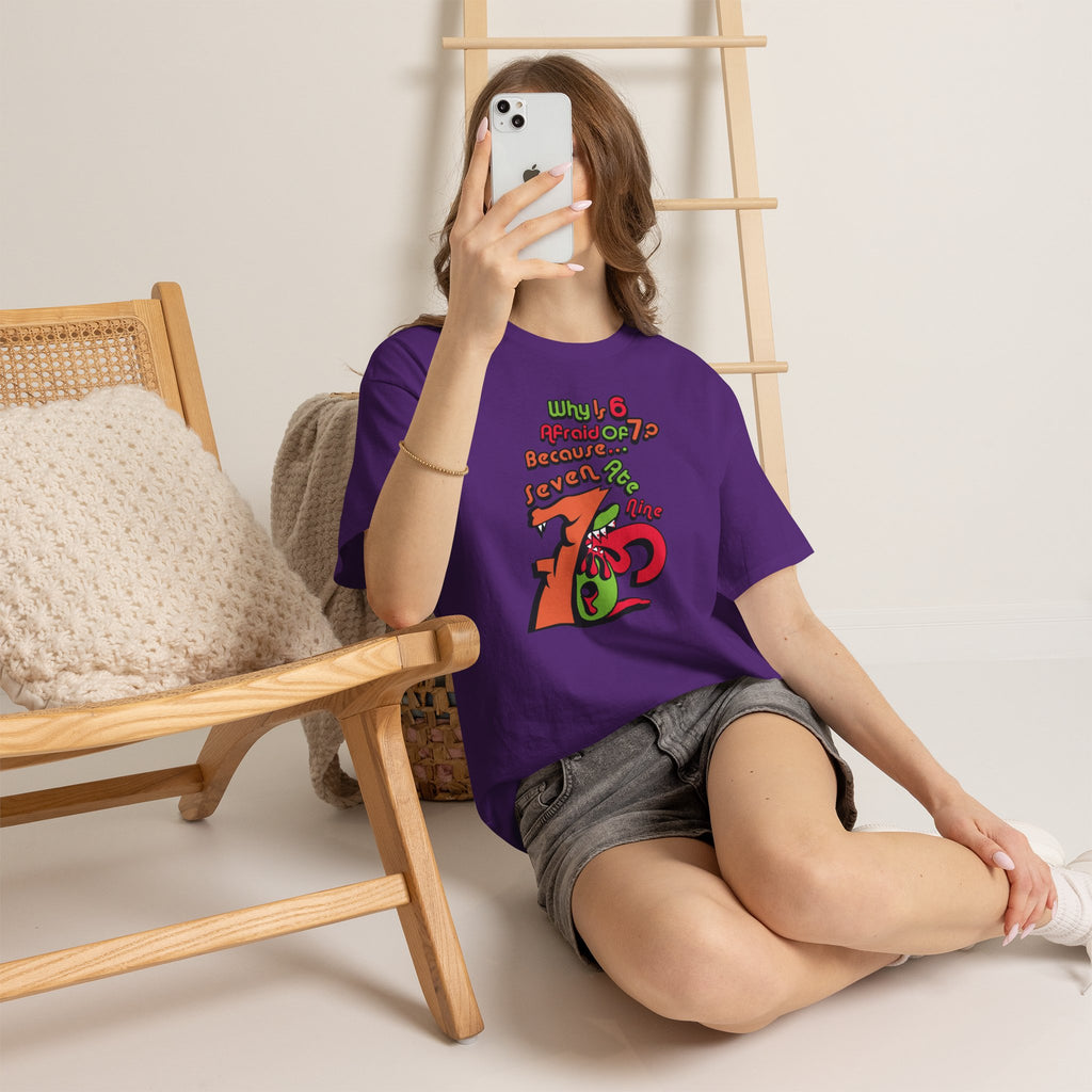 Why is 6 Afraid of 7? "Because 7 Ate 9" Funny Numbers Tee