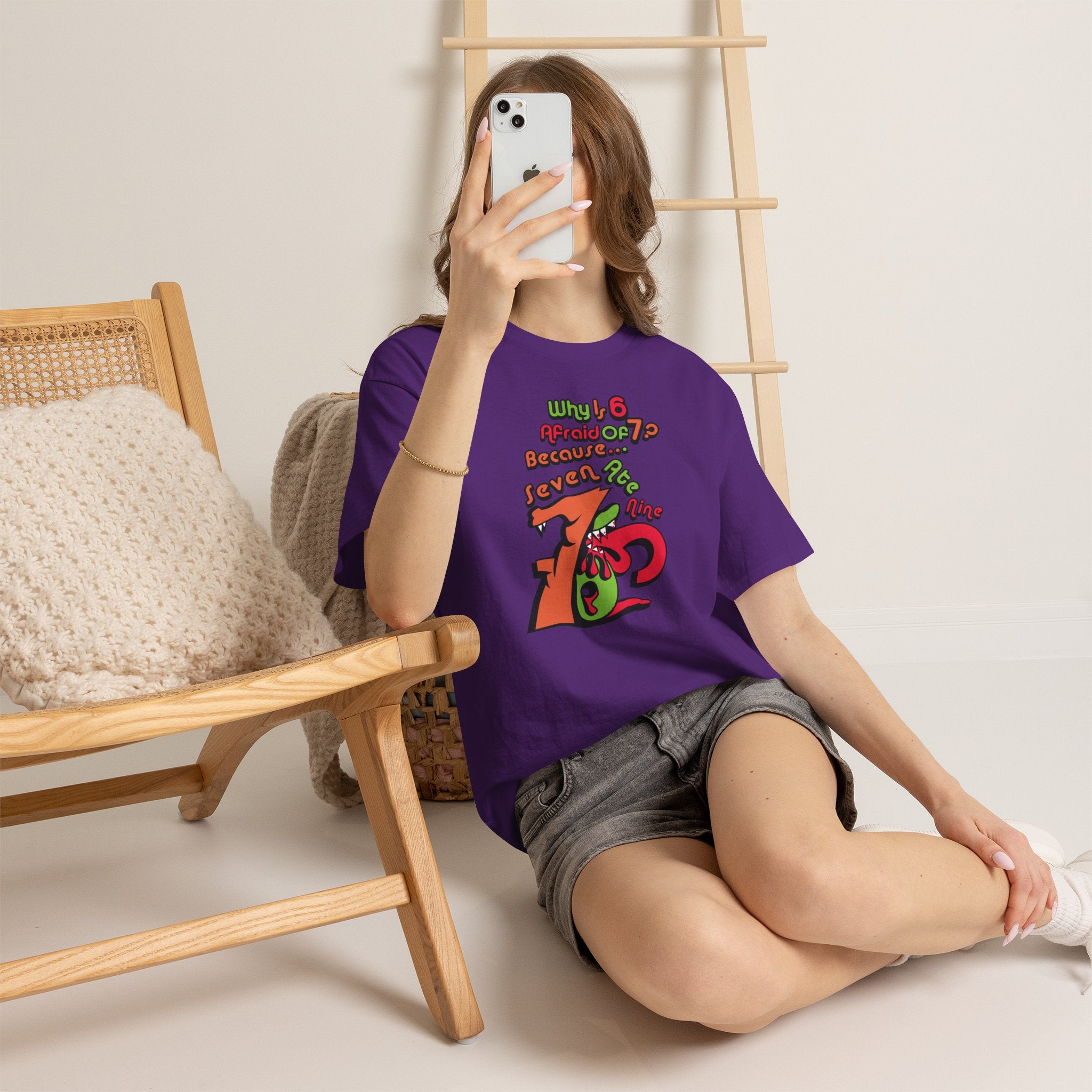 Why is 6 Afraid of 7? "Because 7 Ate 9" Funny Numbers Tee