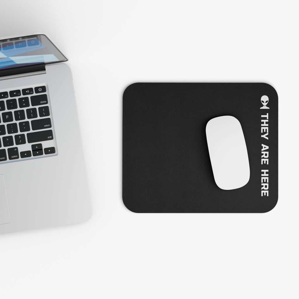 Alien Mouse Pad — They Are Here Black Rectangle Gaming/Office Desk Mat