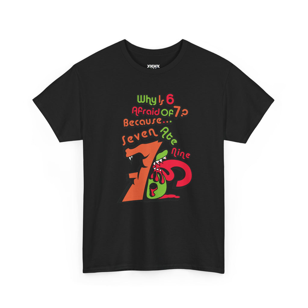 Why is 6 Afraid of 7? "Because 7 Ate 9" Funny Numbers Tee