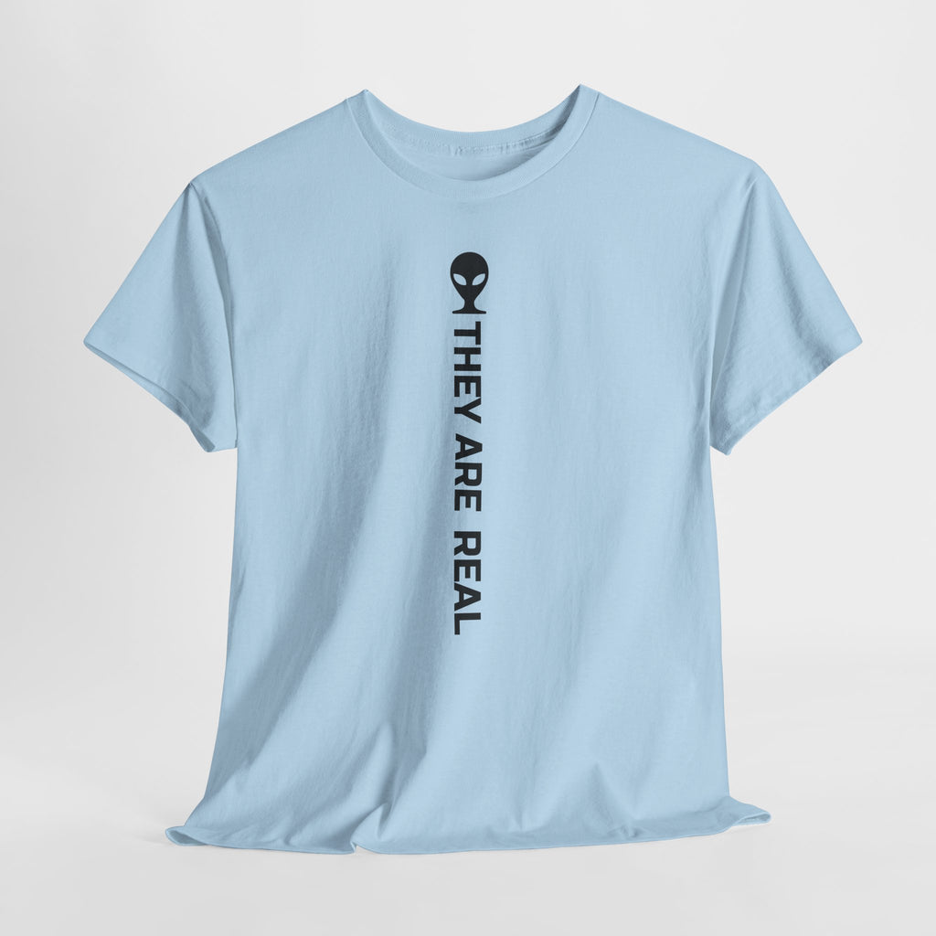 Alien Tee — Minimal "They Are Real" Vertical Graphic T-Shirt