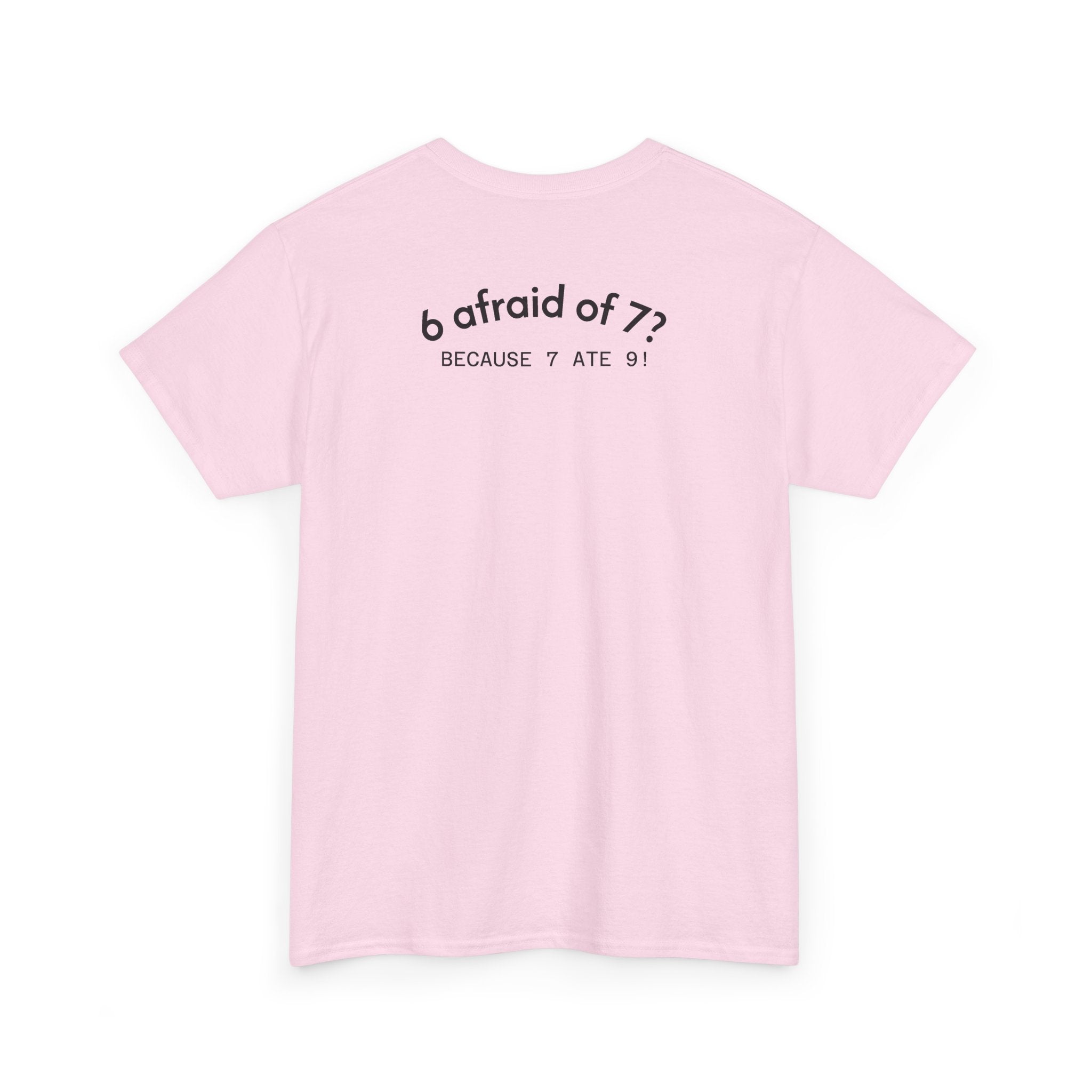 Why is 6 Afraid of 7? "Because 7 Ate 9" Funny Numbers Tee