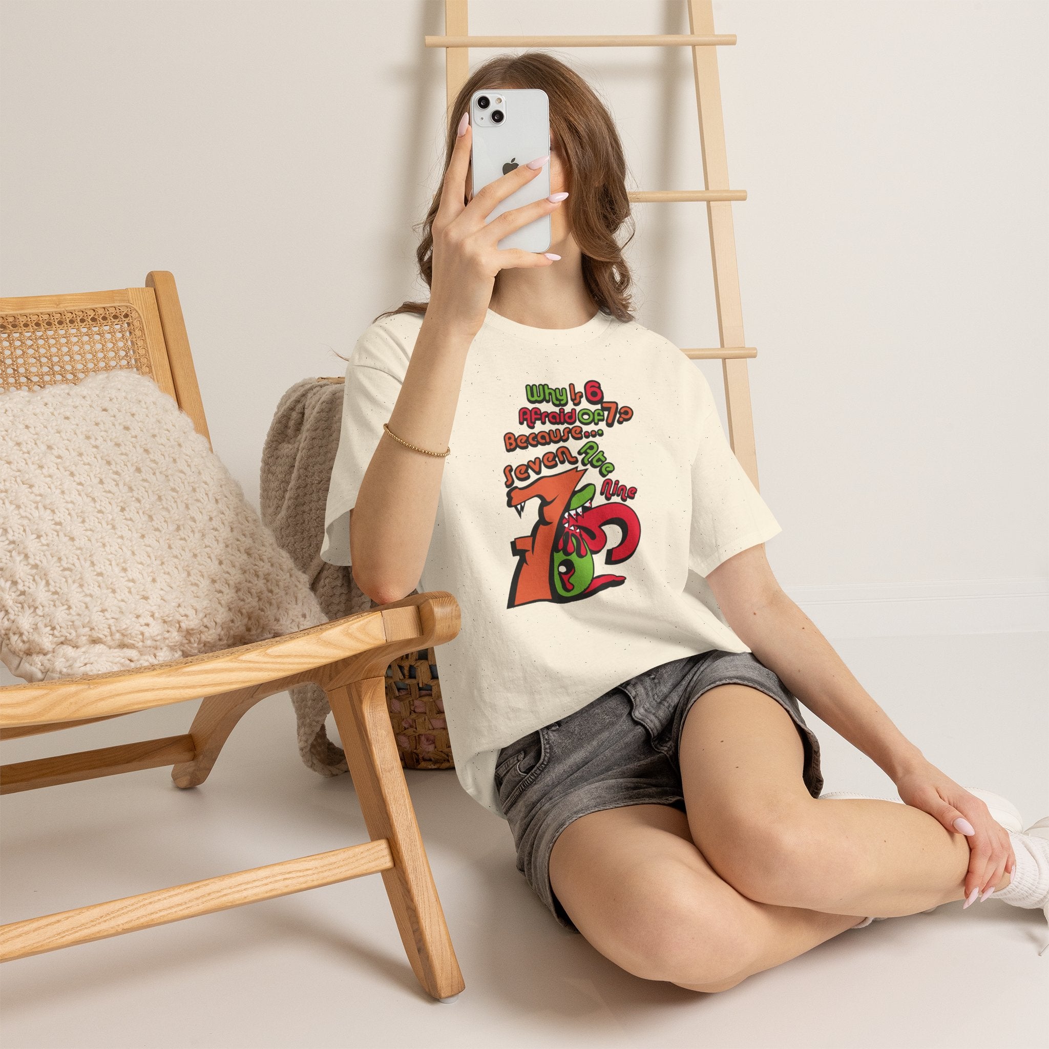 Why is 6 Afraid of 7? "Because 7 Ate 9" Funny Numbers Tee