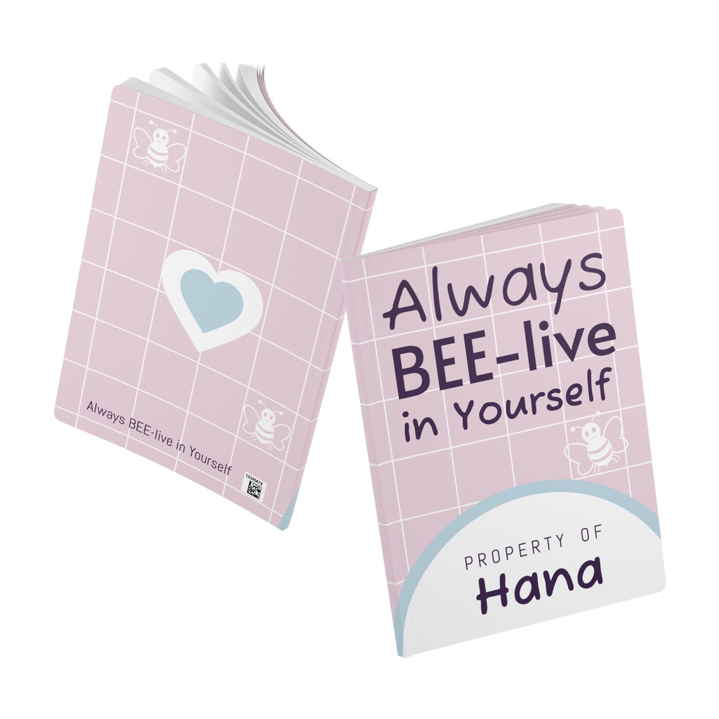 Personalized "Property of [Name]" Bee-lieve In Yourself Softcover Journal — Inspirational Notebook