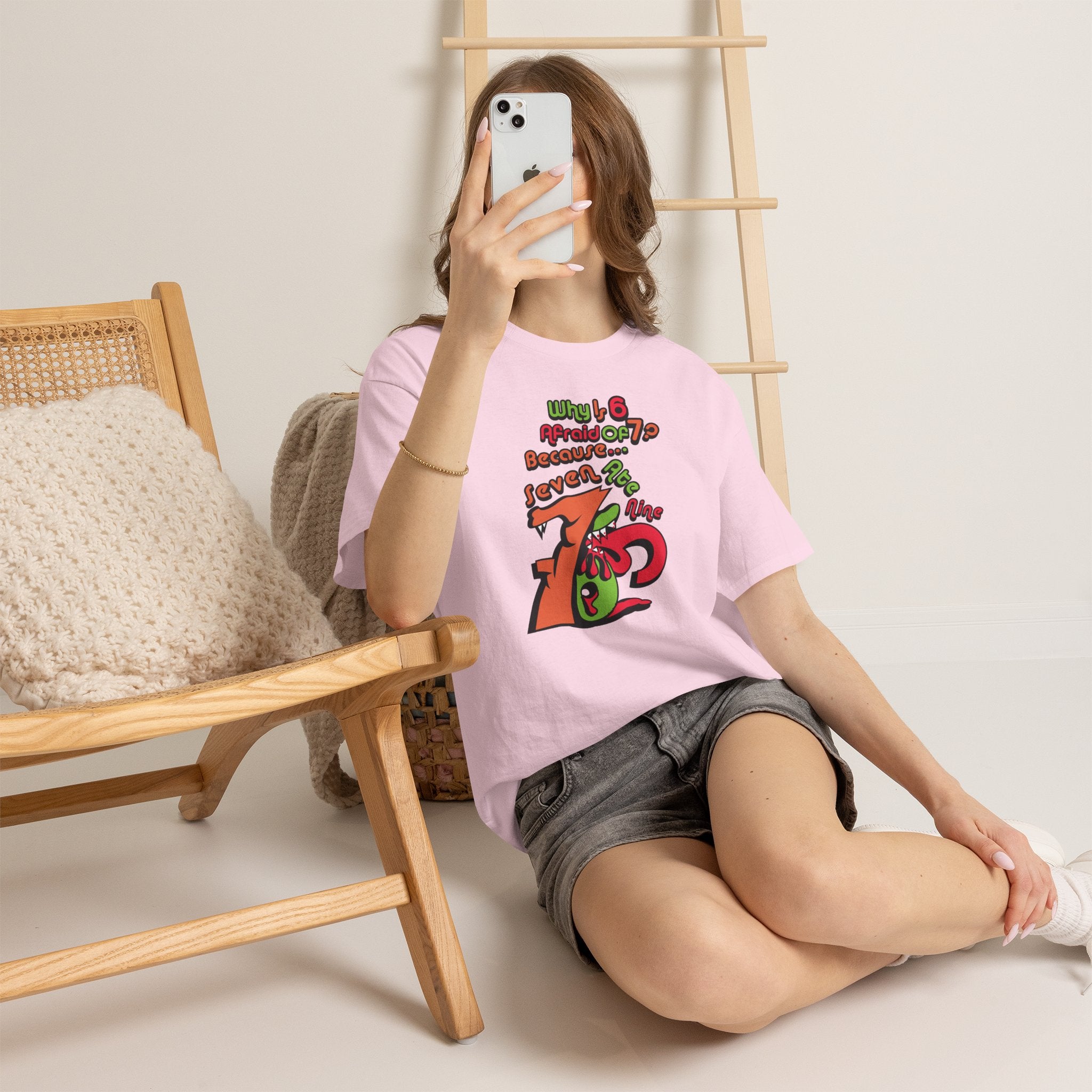 Why is 6 Afraid of 7? "Because 7 Ate 9" Funny Numbers Tee
