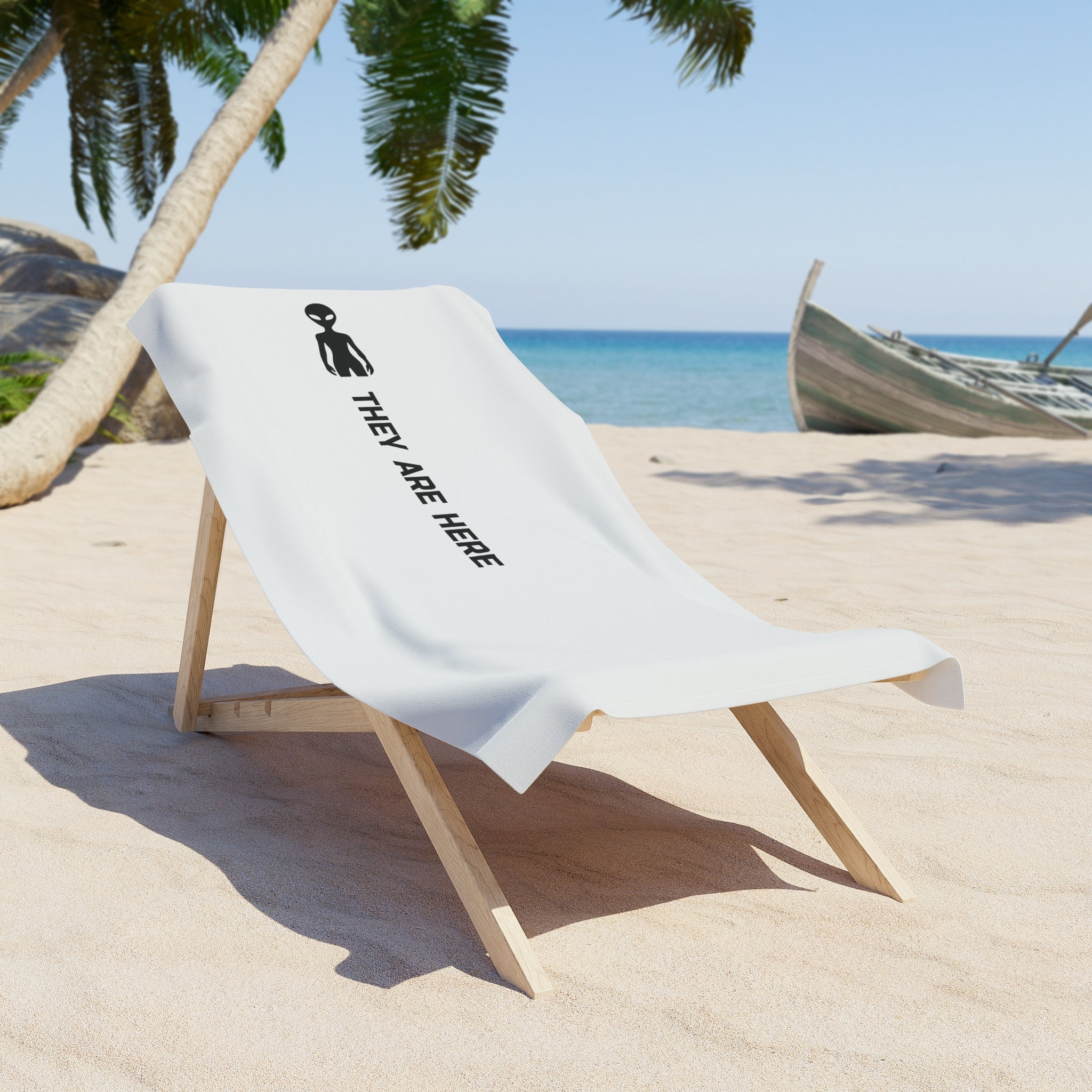 Alien Beach Towel — "They Are Here" Minimalist Beach Towel