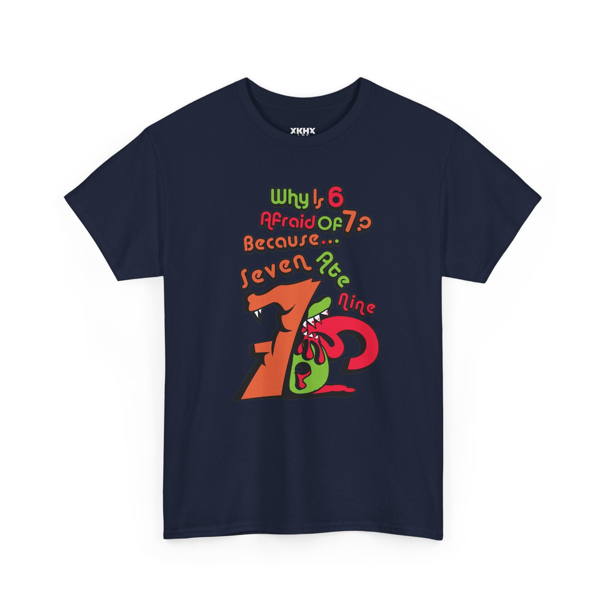 Why is 6 Afraid of 7? "Because 7 Ate 9" Funny Numbers Tee