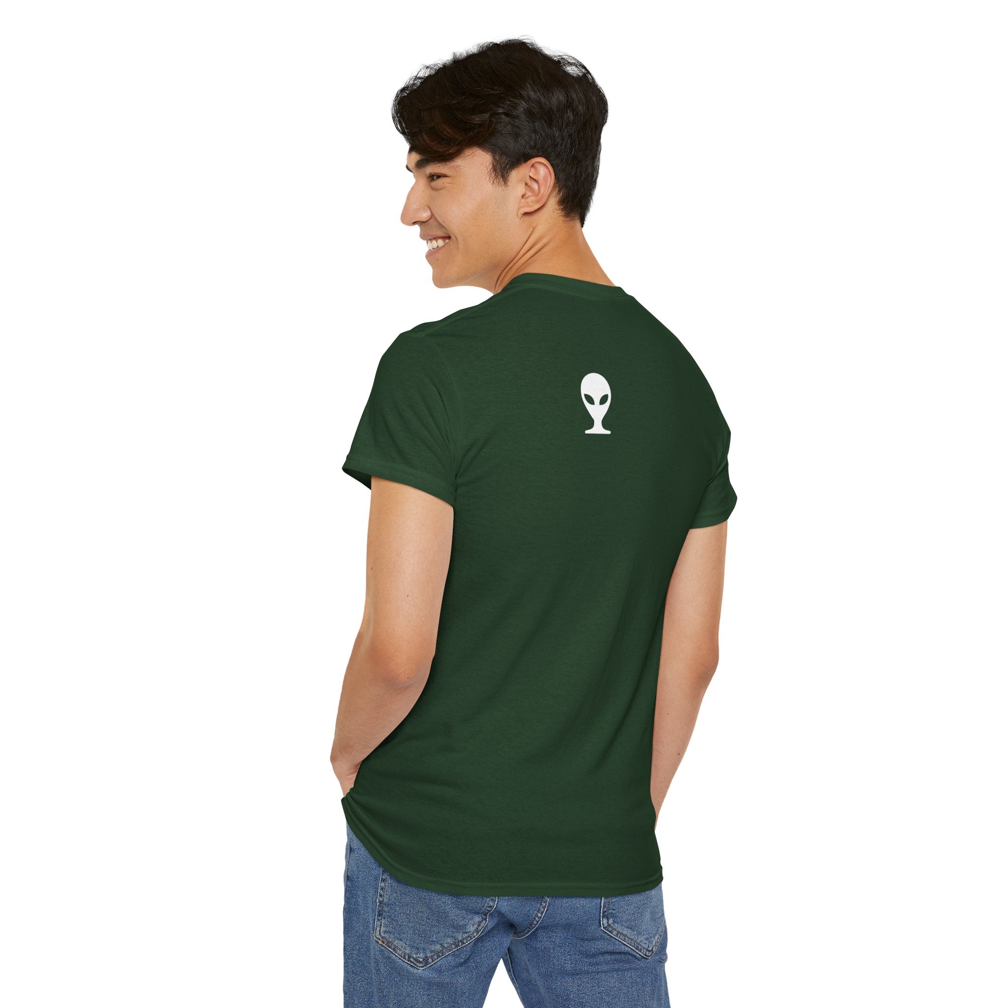 Alien Tee — Minimal "They Are Real" Vertical Graphic T-Shirt dark